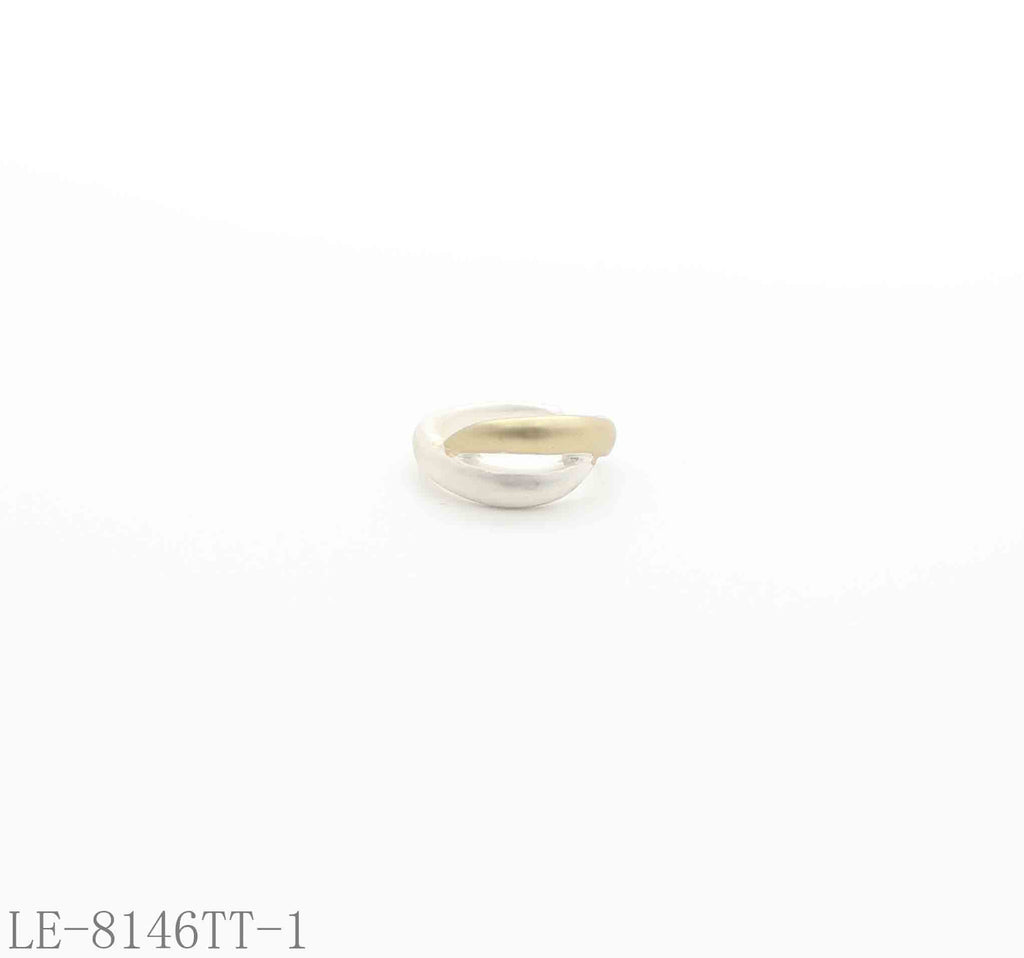 Two-Tone Split Plating Crescent Open Ear Cuff | Zinc Alloy Dual Gold Silver Plated No Piercing Women Minimal Stacking Clip On Ear Cuff Factory Wholesale