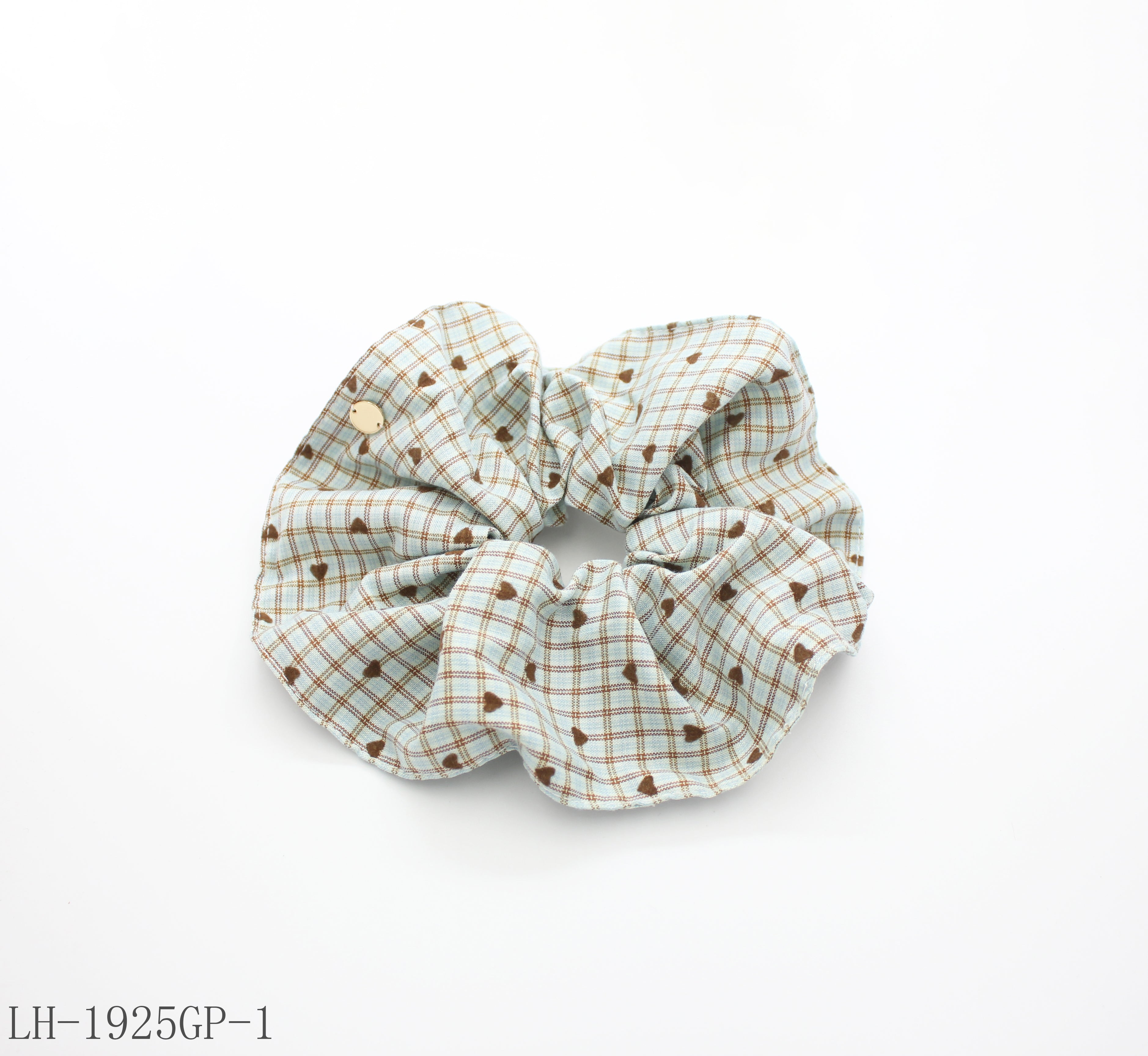 Vintage Plaid Mini Heart Oversized Scrunchie | Lightweight Resin Fiber Soft Elastic Women Daily Stackable Hair Tie Factory Wholesale