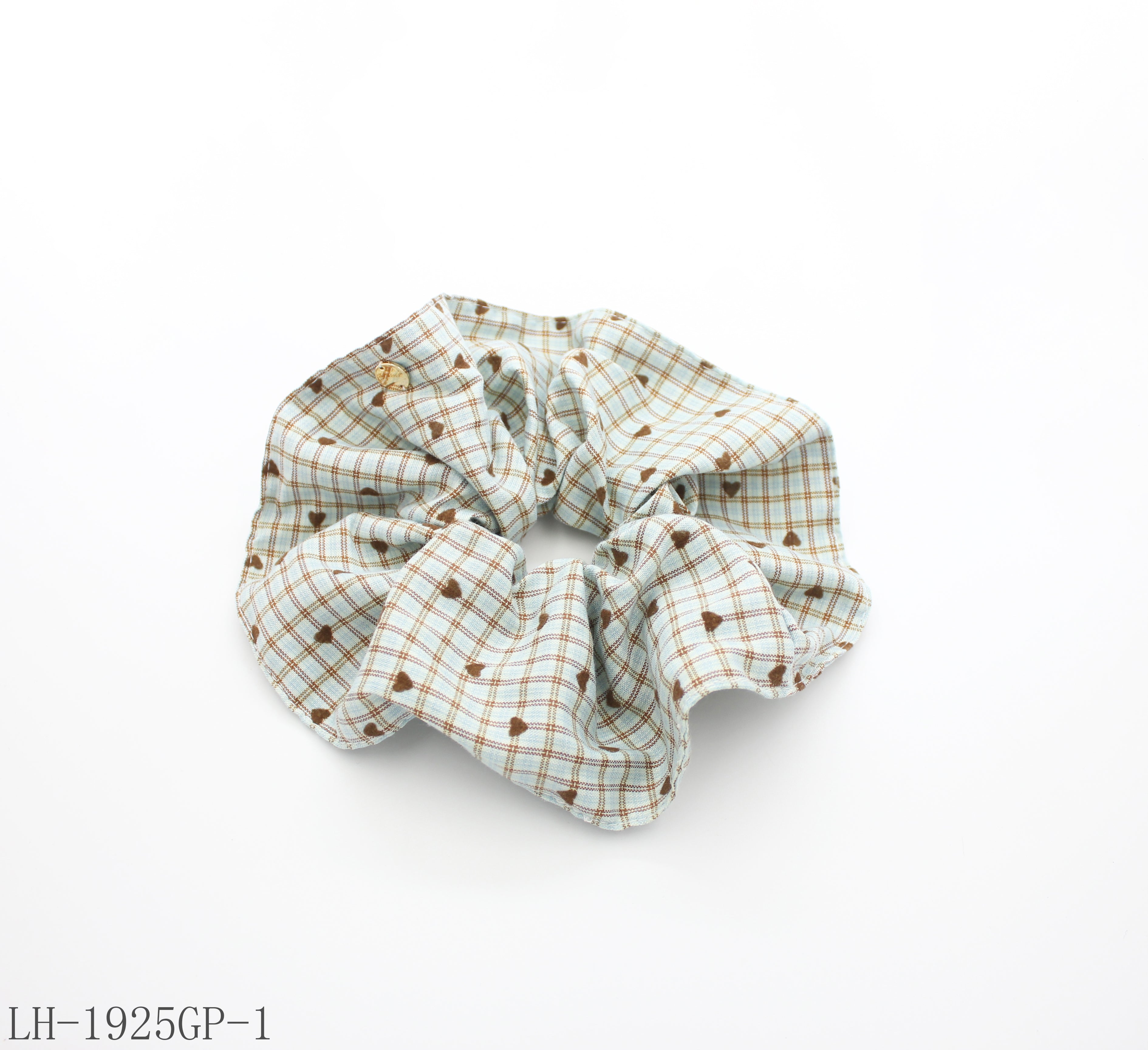 Vintage Plaid Mini Heart Oversized Scrunchie | Lightweight Resin Fiber Soft Elastic Women Daily Stackable Hair Tie Factory Wholesale