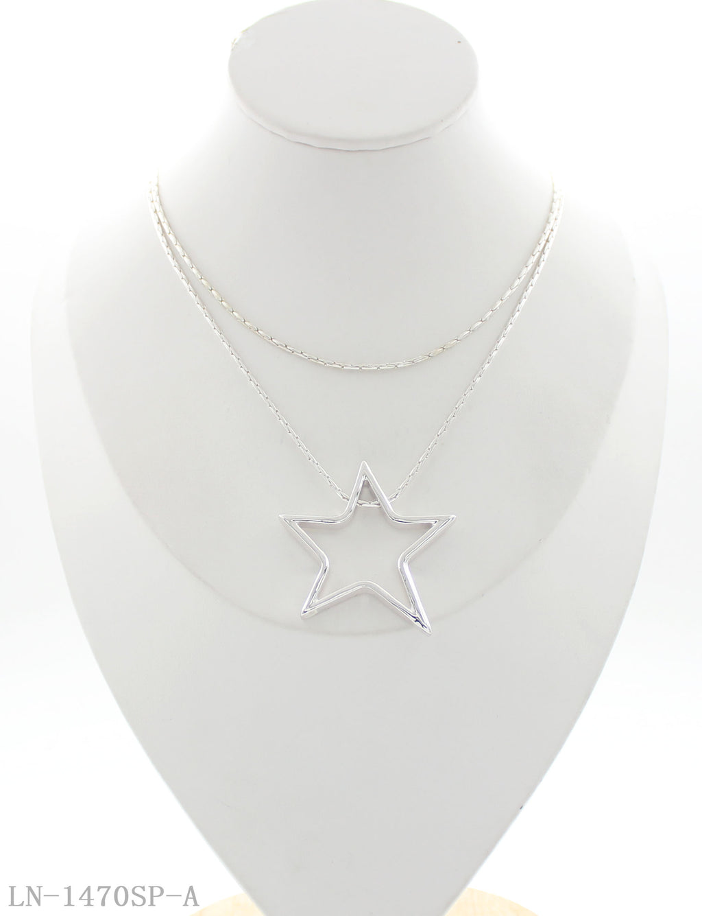 Large Hollow Star Pendant Thin Wavy Chain Necklace | Copper Zinc Alloy Standard Silver Plated Adjustable Women Minimalist Stacking Collarbone Chain Factory Wholesale