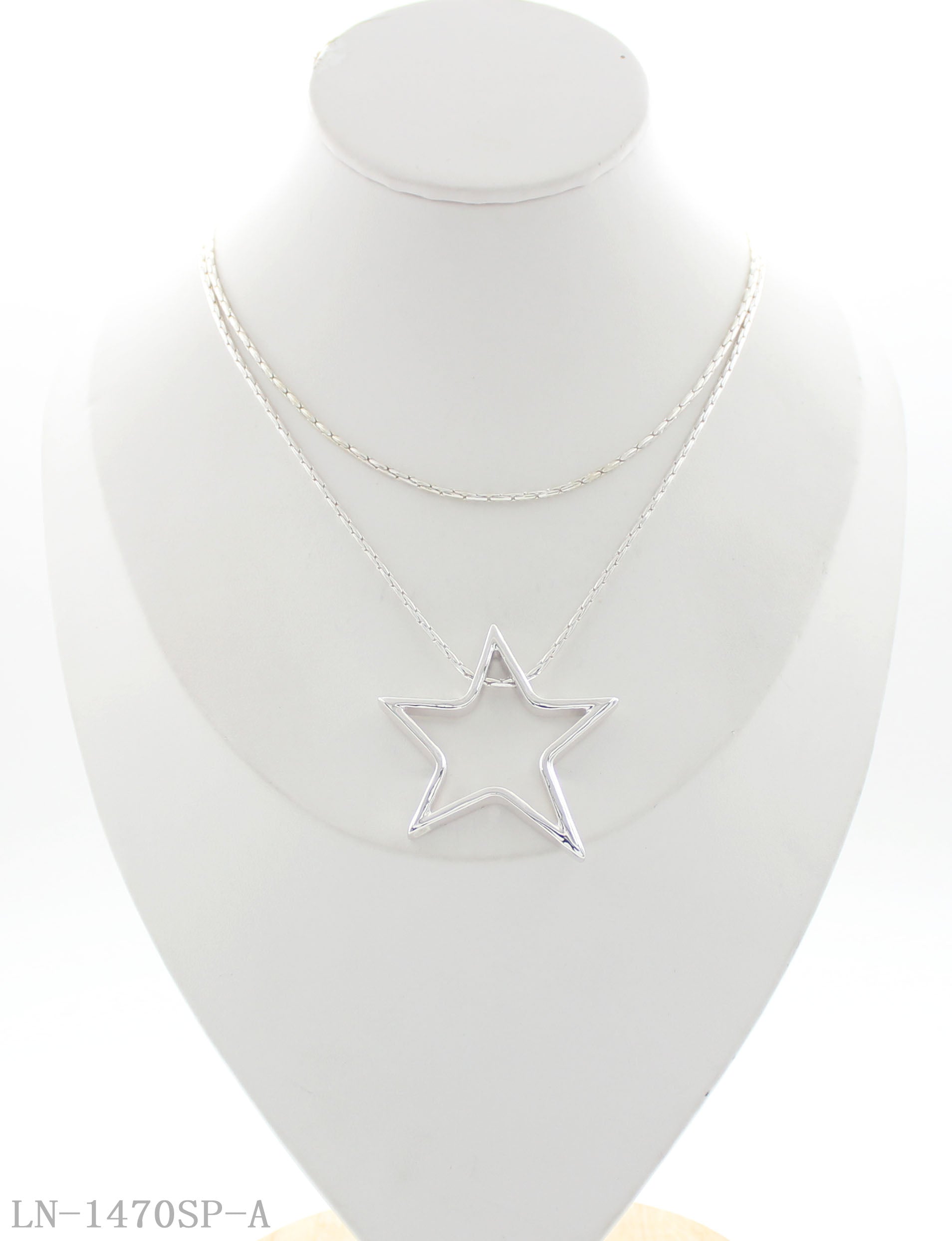 Large Hollow Star Pendant Thin Wavy Chain Necklace | Copper Zinc Alloy Standard Silver Plated Adjustable Women Minimalist Stacking Collarbone Chain Factory Wholesale