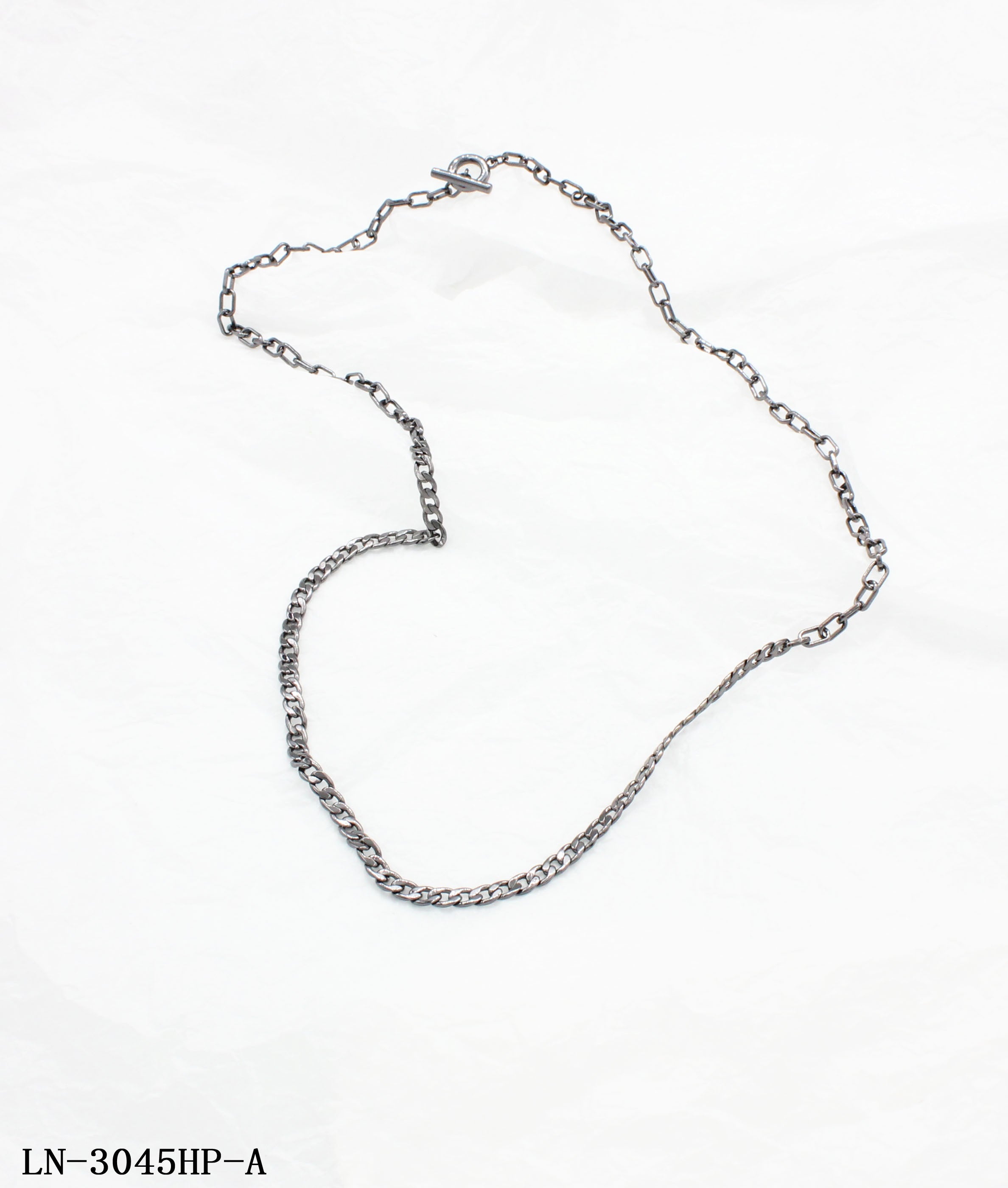 Vintage Black Nickel Paperclip Link Necklace | Copper Chain Zinc Alloy OT Toggle Clasp Unisex Dark Tone Layering Clavicle Chain Factory Wholesale