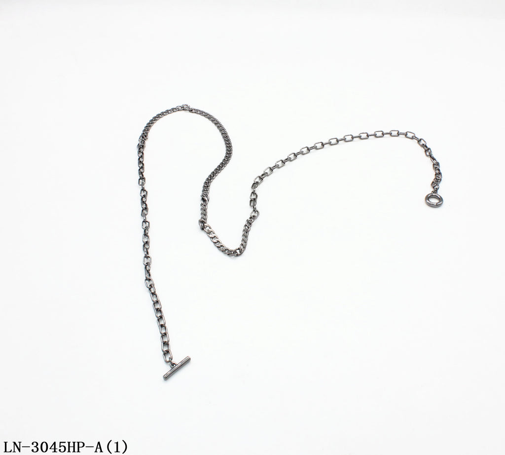Vintage Black Nickel Paperclip Link Necklace | Copper Chain Zinc Alloy OT Toggle Clasp Unisex Dark Tone Layering Clavicle Chain Factory Wholesale