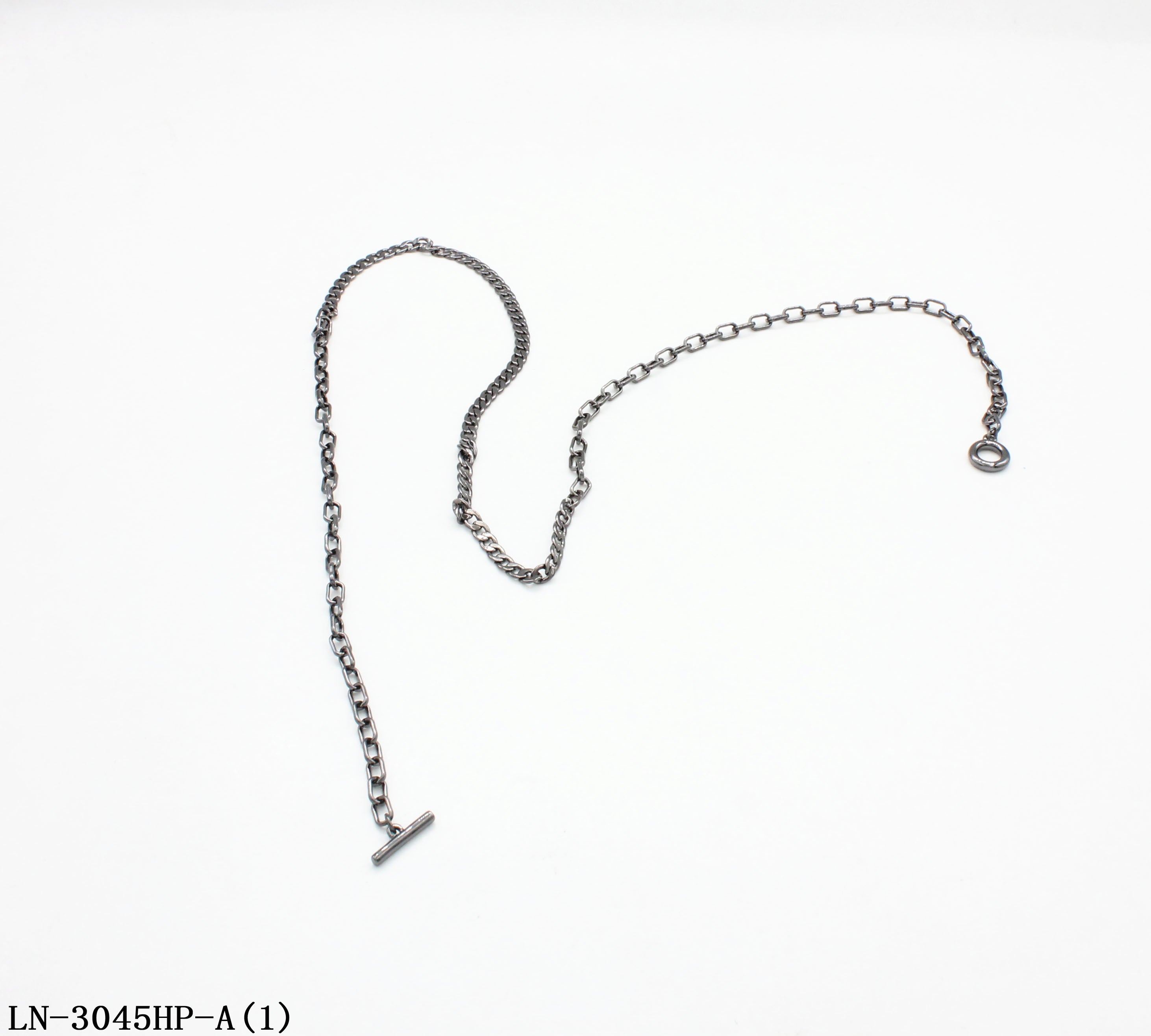 Vintage Black Nickel Paperclip Link Necklace | Copper Chain Zinc Alloy OT Toggle Clasp Unisex Dark Tone Layering Clavicle Chain Factory Wholesale