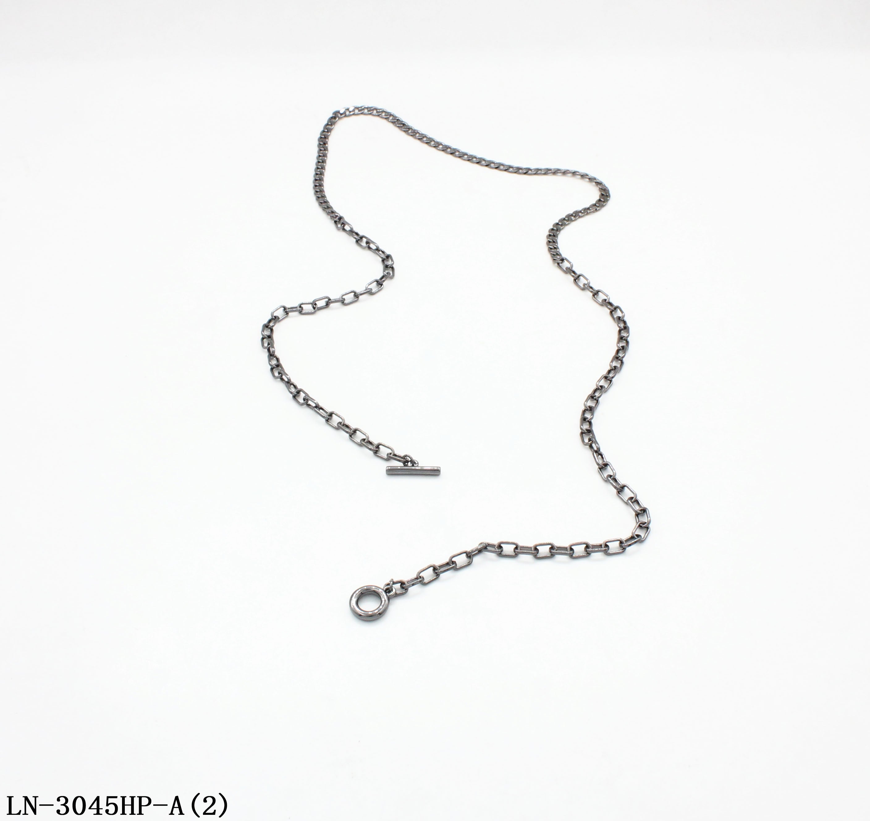 Vintage Black Nickel Paperclip Link Necklace | Copper Chain Zinc Alloy OT Toggle Clasp Unisex Dark Tone Layering Clavicle Chain Factory Wholesale