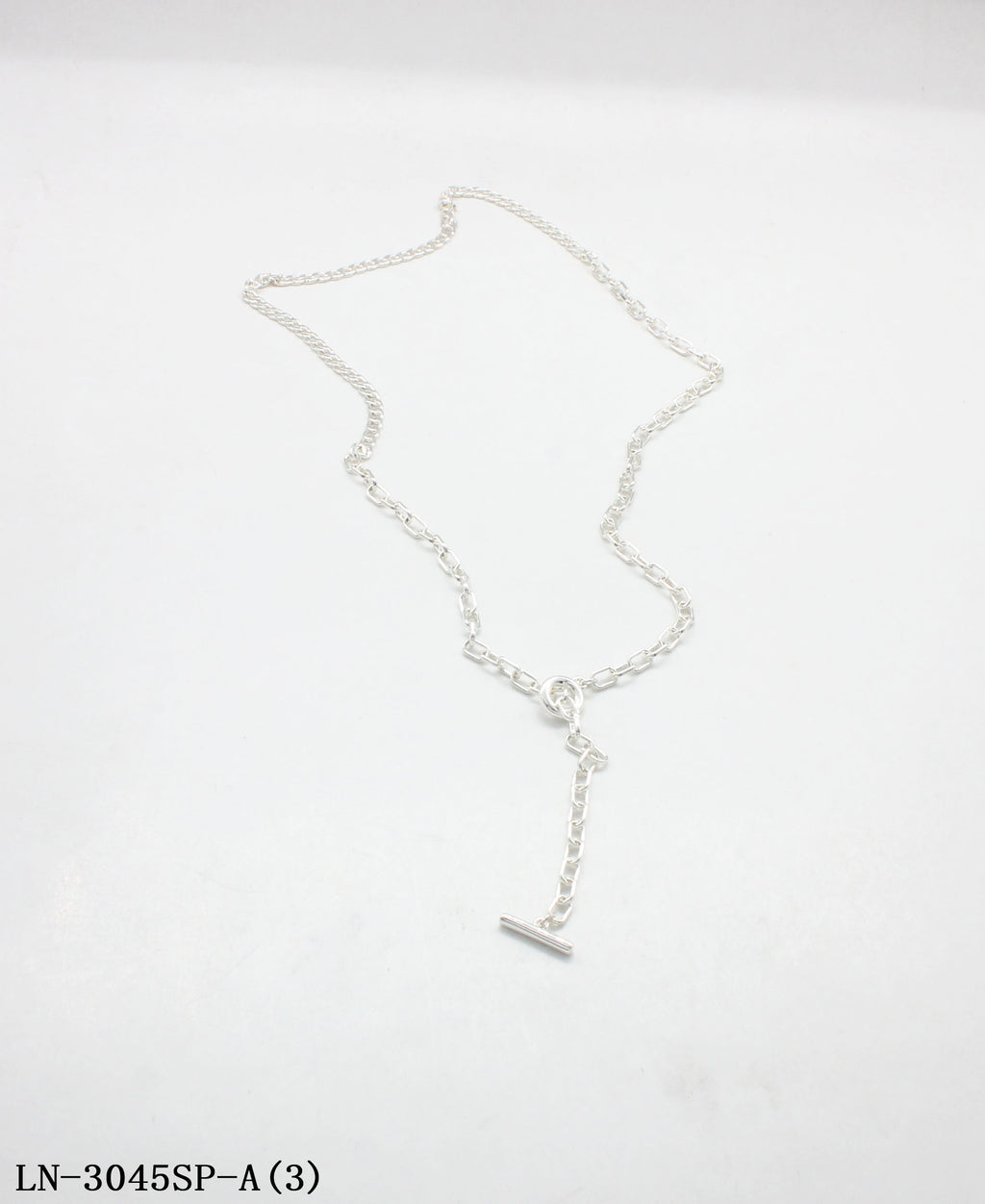 Mixed Paperclip Curb Link Toggle OT Clasp Necklace | Copper Chain Zinc Alloy Fittings Imitation Silver Plated Minimalist Women Layering Clavicle Chain Factory Wholesale