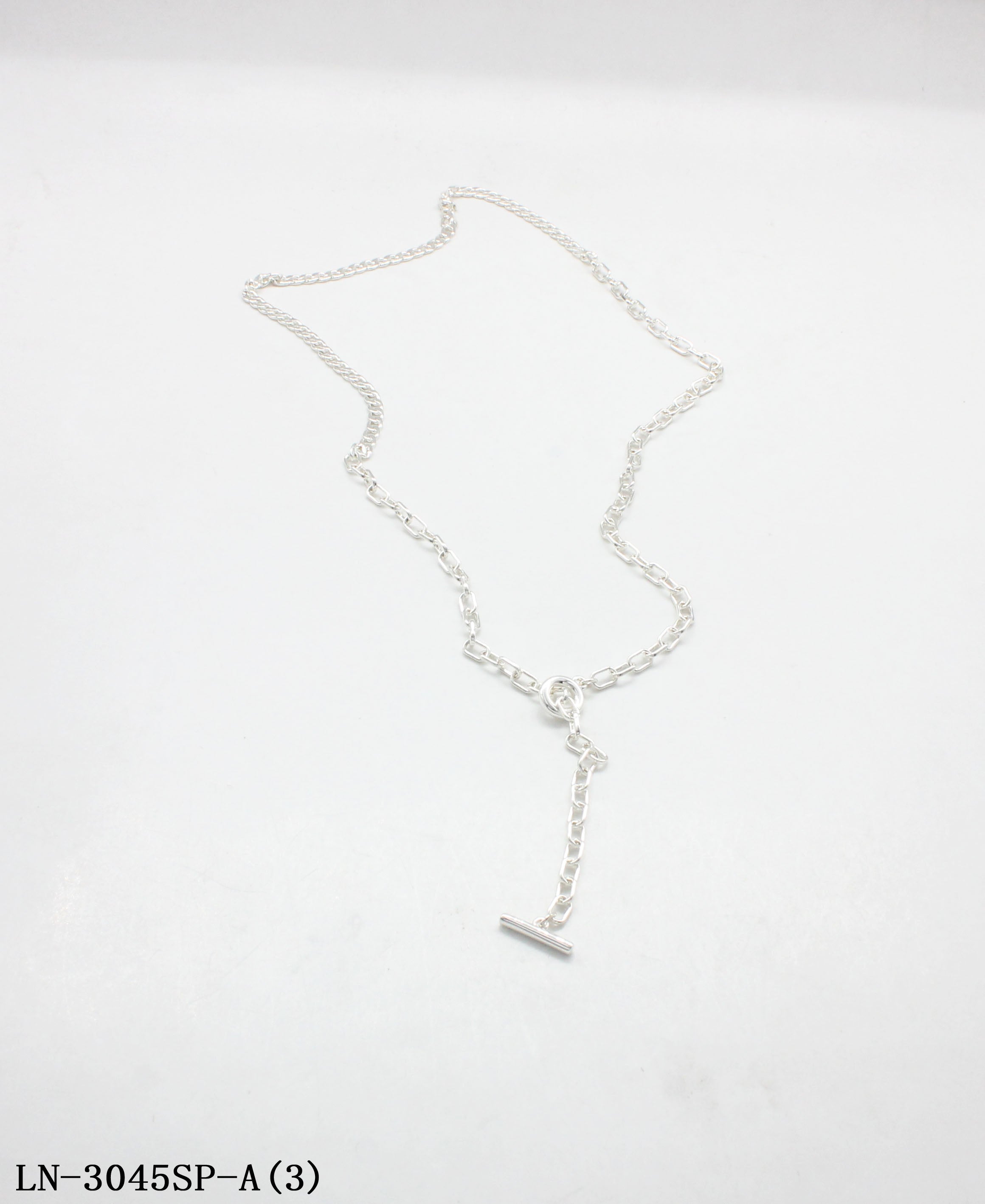 Mixed Paperclip Curb Link Toggle OT Clasp Necklace | Copper Chain Zinc Alloy Fittings Imitation Silver Plated Minimalist Women Layering Clavicle Chain Factory Wholesale
