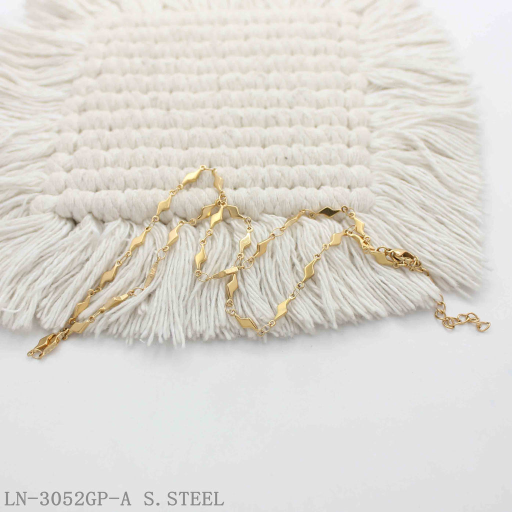 Lightning Rhombus Link Gold Plated Fine Stainless Steel Layering Choker Necklace | Factory Direct Wholesale