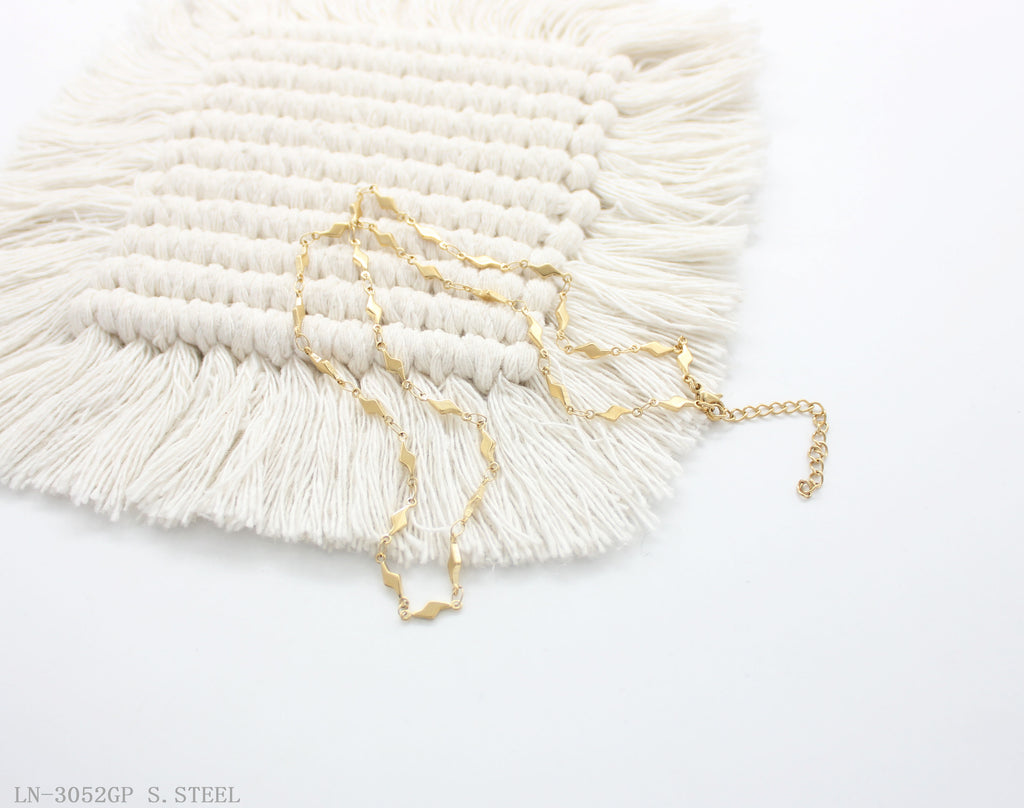 Lightning Rhombus Link Gold Plated Fine Stainless Steel Layering Choker Necklace | Factory Direct Wholesale