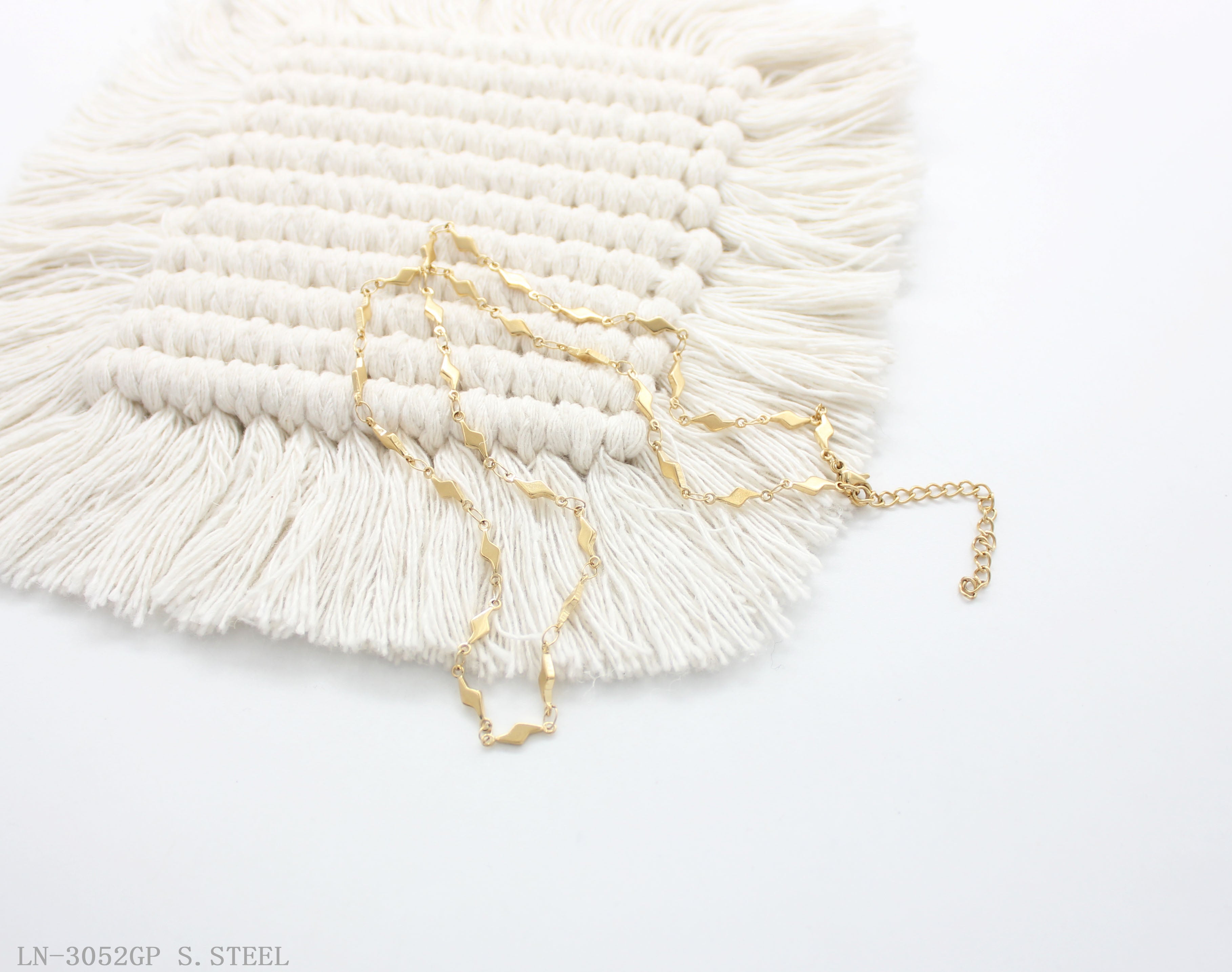 Lightning Rhombus Link Gold Plated Fine Stainless Steel Layering Choker Necklace | Factory Direct Wholesale