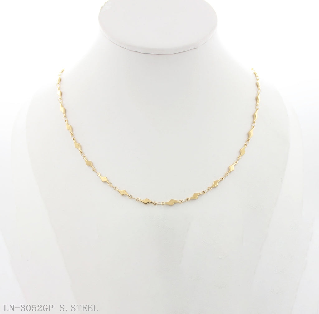 Lightning Rhombus Link Gold Plated Fine Stainless Steel Layering Choker Necklace | Factory Direct Wholesale