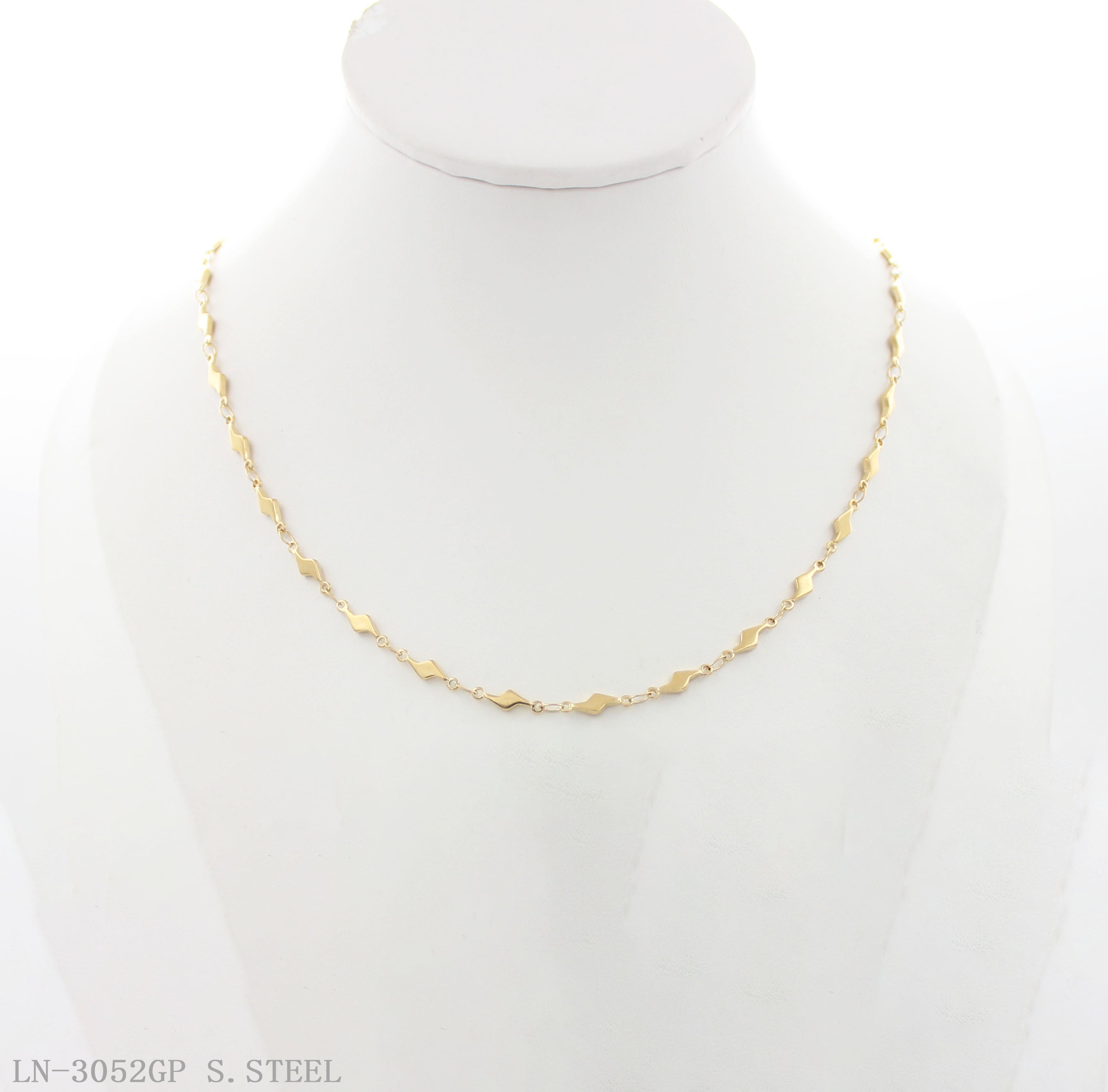 Lightning Rhombus Link Gold Plated Fine Stainless Steel Layering Choker Necklace | Factory Direct Wholesale
