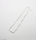 Polished Oval Bar Round Bead Linked Clavicle Necklace | Copper Zinc Iron Base Imitation Silver Plated Minimalist Geometric Link Women Layering Chain Factory Wholesale