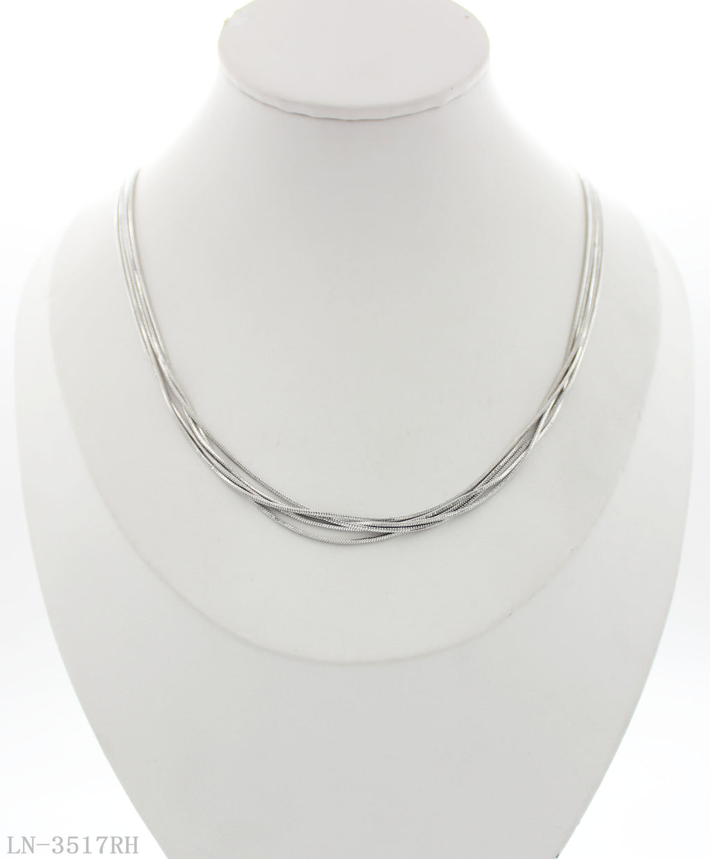 Multi-Strand Dainty Snake Chain Layered Necklace | Copper Snake Chain Zinc Iron Base Imitation Rhodium Silver Plated Minimalist Women Layering Chain Factory Wholesale