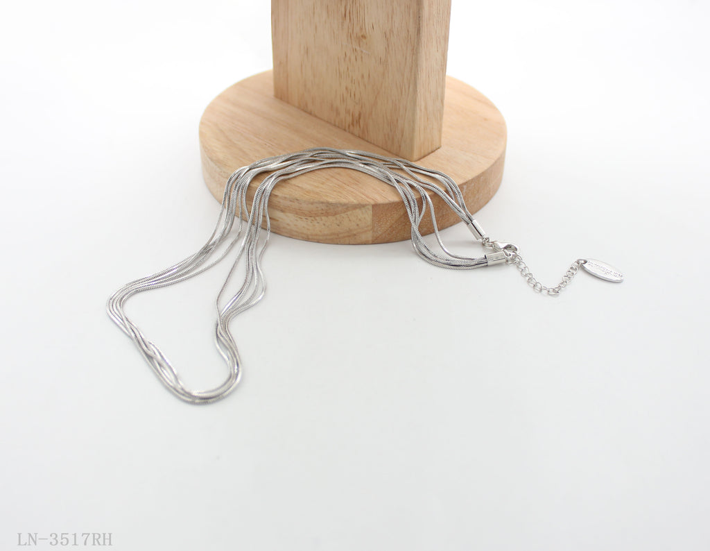 Multi-Strand Dainty Snake Chain Layered Necklace | Copper Snake Chain Zinc Iron Base Imitation Rhodium Silver Plated Minimalist Women Layering Chain Factory Wholesale