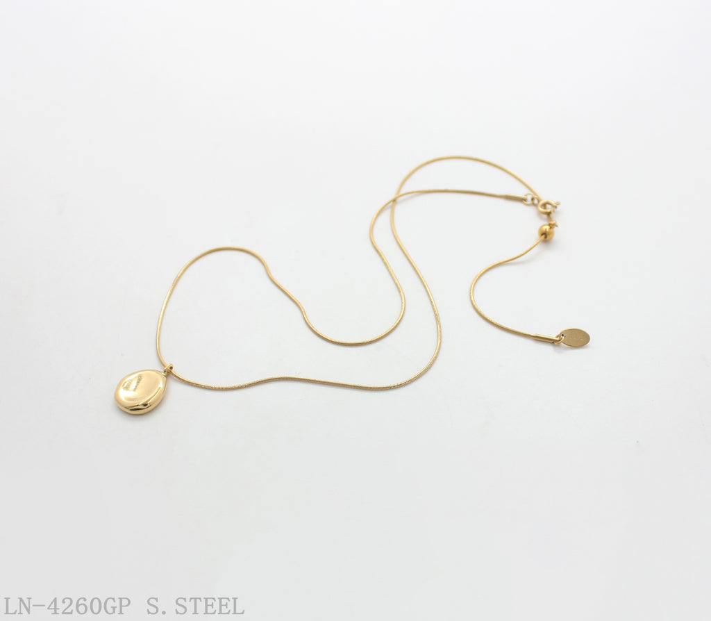 Pull Slider Adjustable Organic Disc Pendant Fine Snake Chain Stainless Steel Layering Necklace | Factory Direct Wholesale