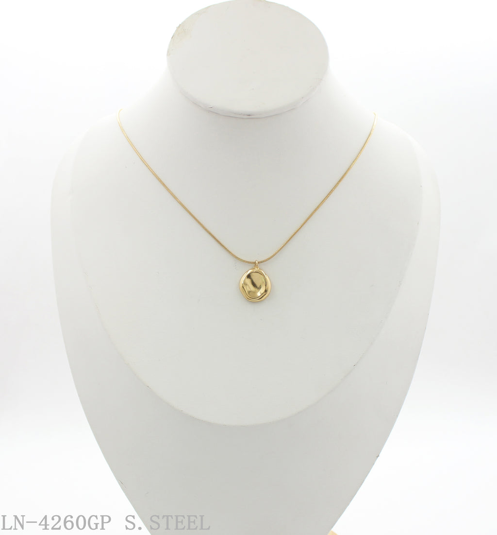 Pull Slider Adjustable Organic Disc Pendant Fine Snake Chain Stainless Steel Layering Necklace | Factory Direct Wholesale