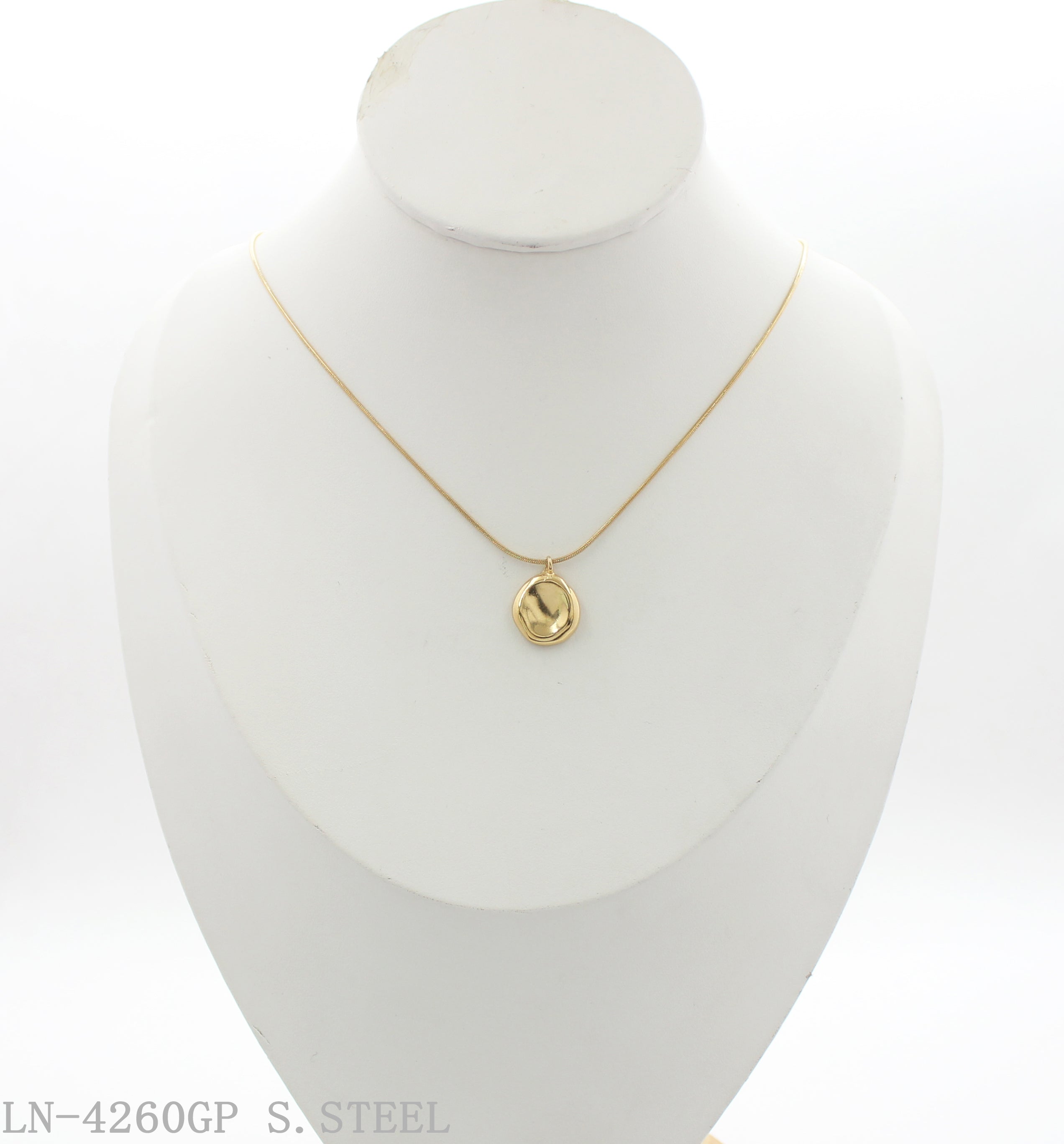 Pull Slider Adjustable Organic Disc Pendant Fine Snake Chain Stainless Steel Layering Necklace | Factory Direct Wholesale