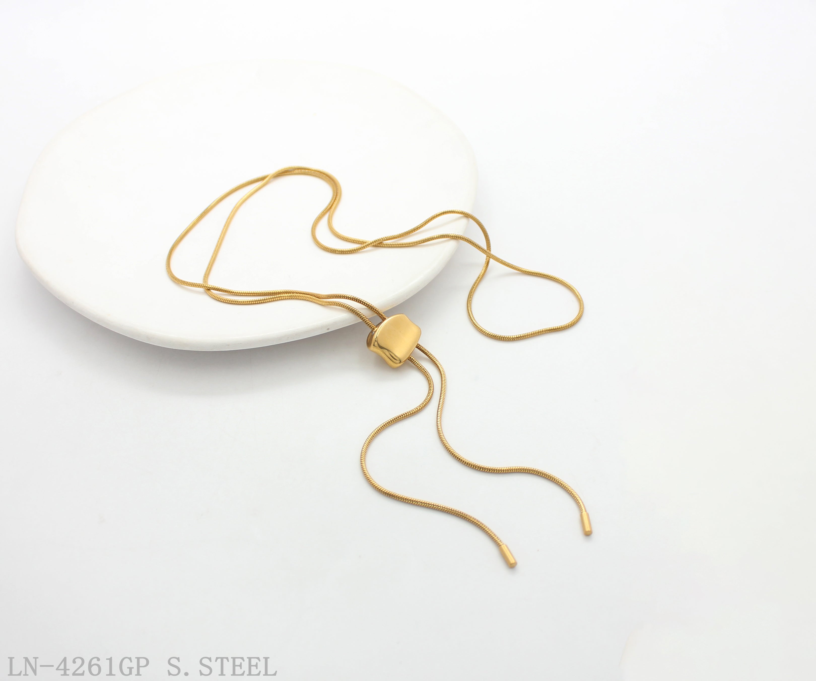 Lariat Style Sliding Buckle Adjustable Fine Snake Chain Stainless Steel Layering Necklace | Factory Direct Wholesale