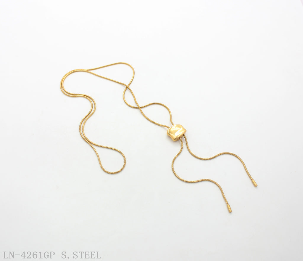 Lariat Style Sliding Buckle Adjustable Fine Snake Chain Stainless Steel Layering Necklace | Factory Direct Wholesale