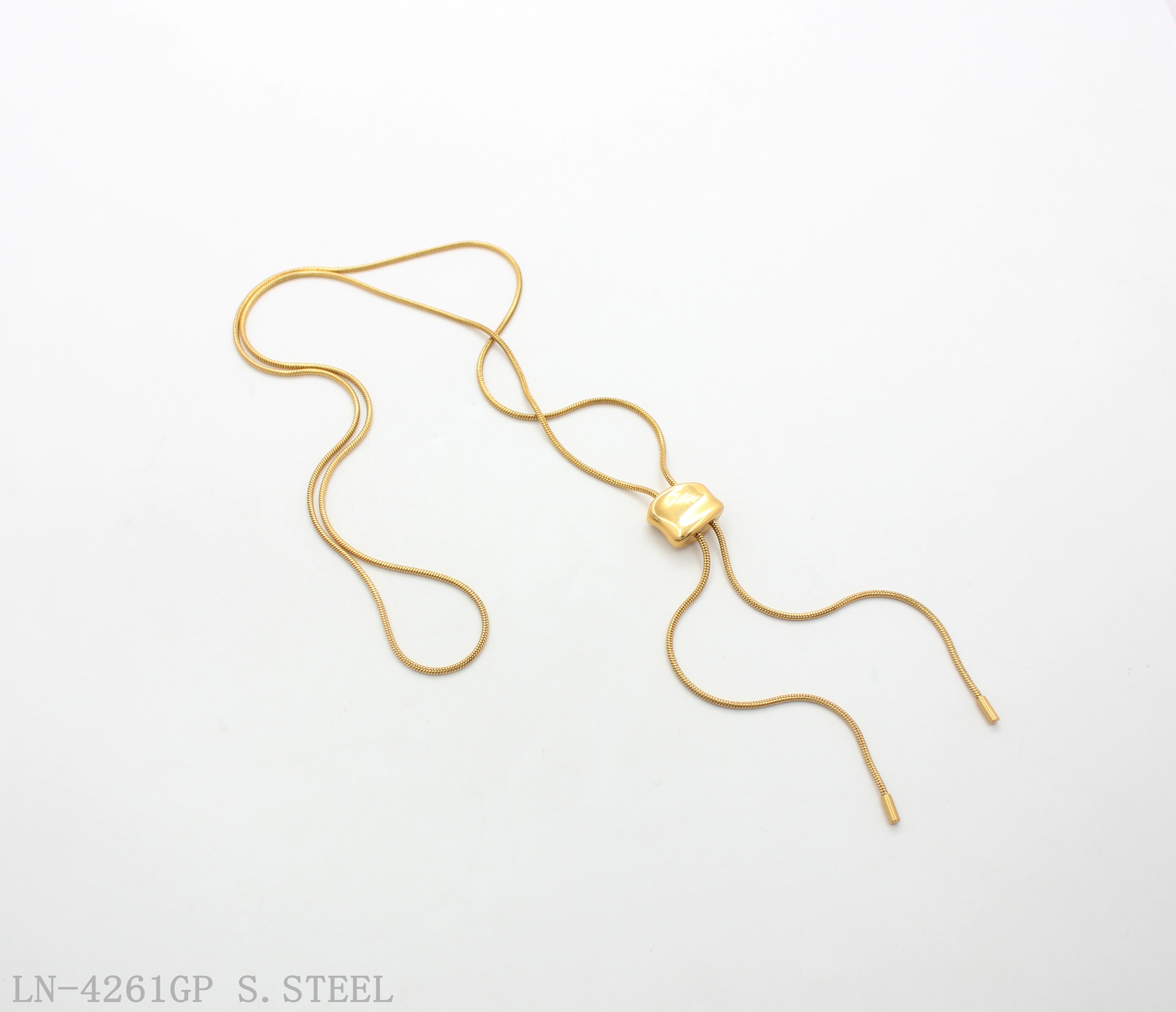 Lariat Style Sliding Buckle Adjustable Fine Snake Chain Stainless Steel Layering Necklace | Factory Direct Wholesale