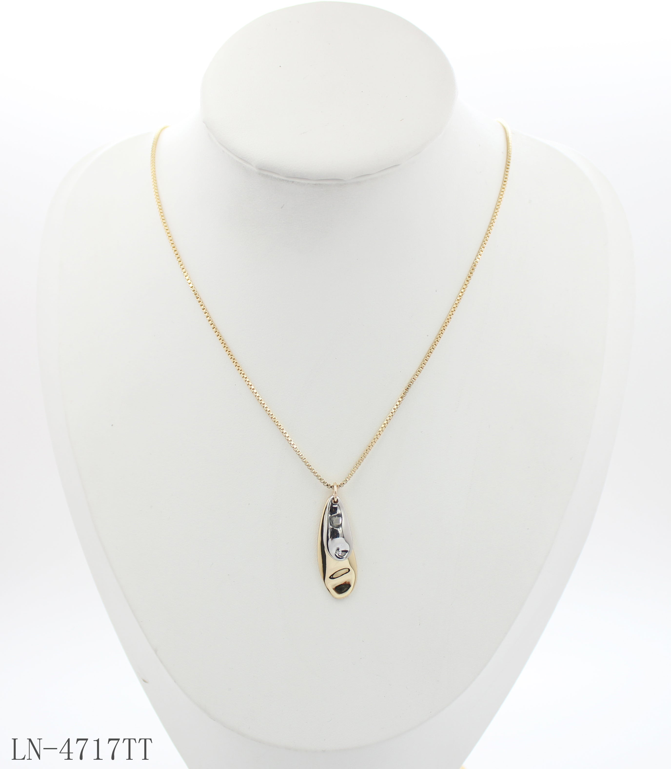 Two-Tone Overlapped Organic Teardrop Pendant Necklace | Copper Zinc Alloy Gold & Imitation White Platinum Plated Women Minimal Stackable Choker Necklace Factory Wholesale