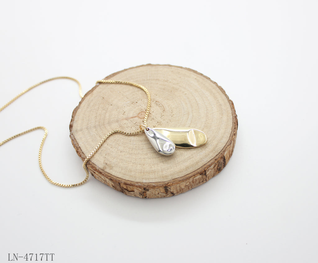 Two-Tone Overlapped Organic Teardrop Pendant Necklace | Copper Zinc Alloy Gold & Imitation White Platinum Plated Women Minimal Stackable Choker Necklace Factory Wholesale