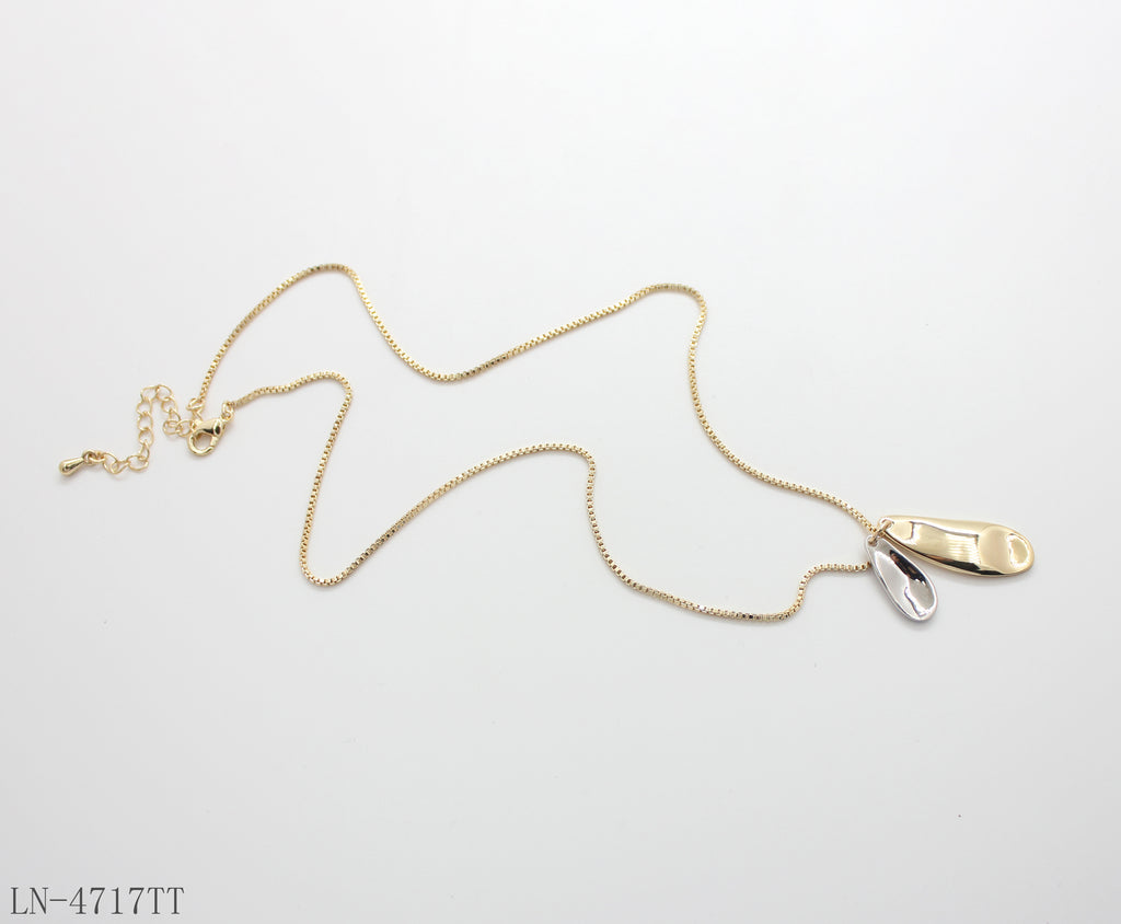 Two-Tone Overlapped Organic Teardrop Pendant Necklace | Copper Zinc Alloy Gold & Imitation White Platinum Plated Women Minimal Stackable Choker Necklace Factory Wholesale