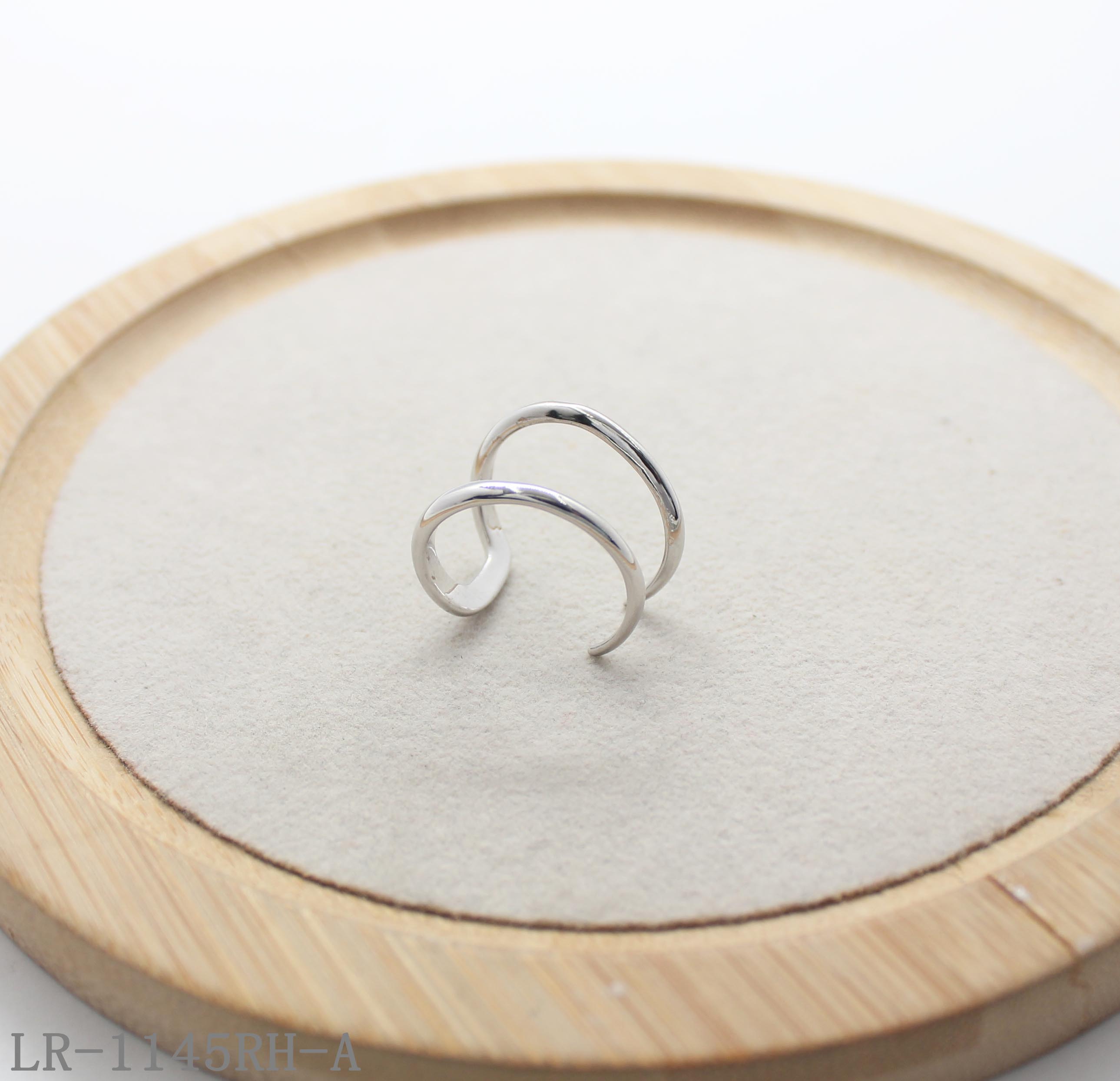 Double Crossover Open Rhodium Plated Copper Minimalist Ring | Factory Direct Wholesale