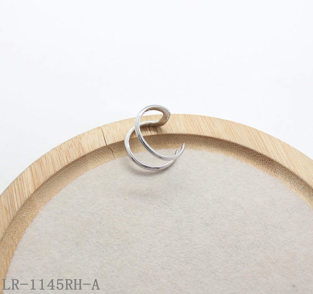 Double Crossover Open Rhodium Plated Copper Minimalist Ring | Factory Direct Wholesale