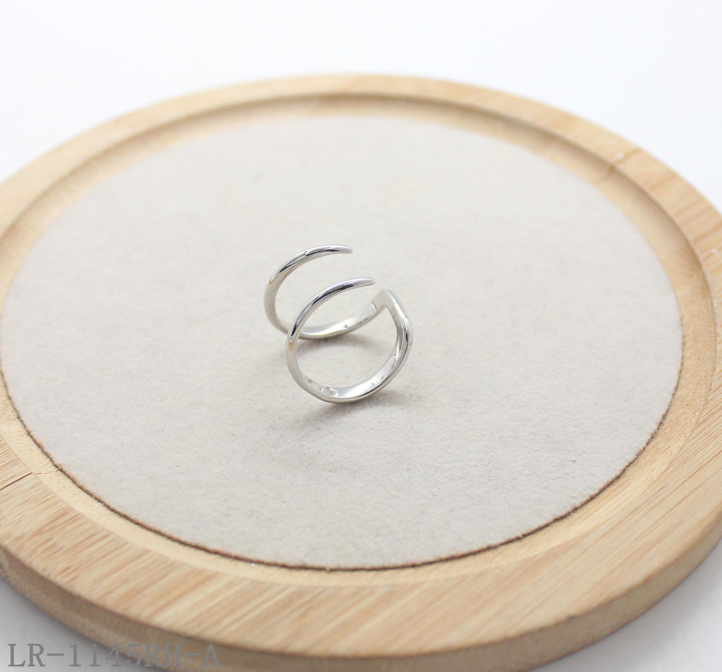 Double Crossover Open Rhodium Plated Copper Minimalist Ring | Factory Direct Wholesale