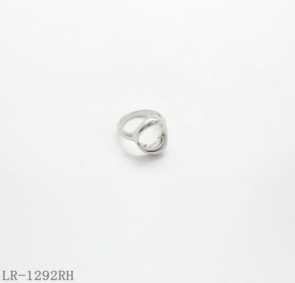 Open Teardrop Hollow Rhodium Plated Zinc Alloy Statement Ring | Factory Direct Wholesale