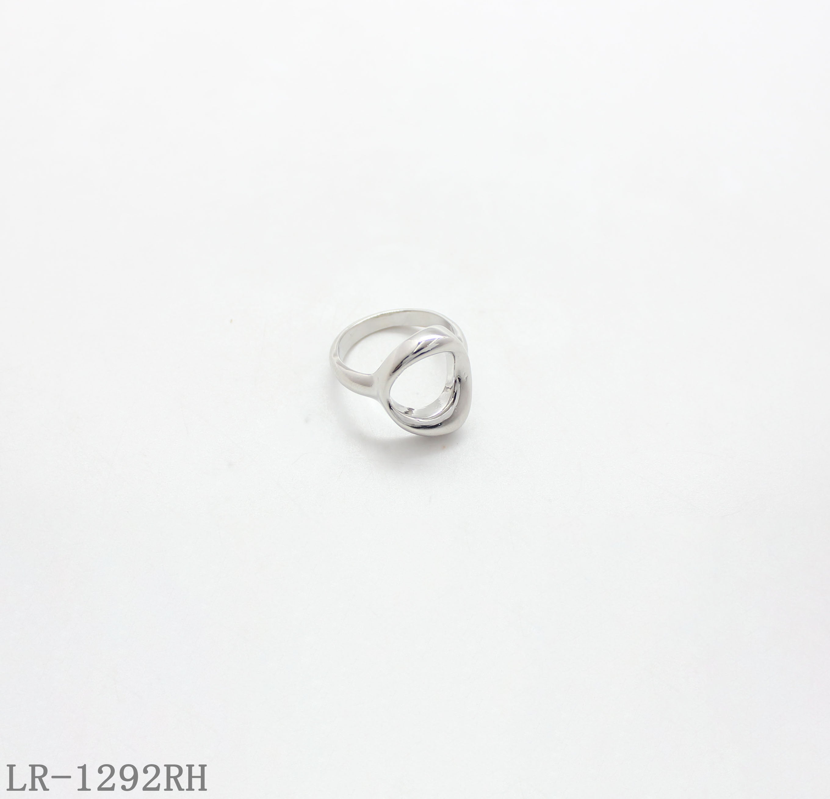 Open Teardrop Hollow Rhodium Plated Zinc Alloy Statement Ring | Factory Direct Wholesale