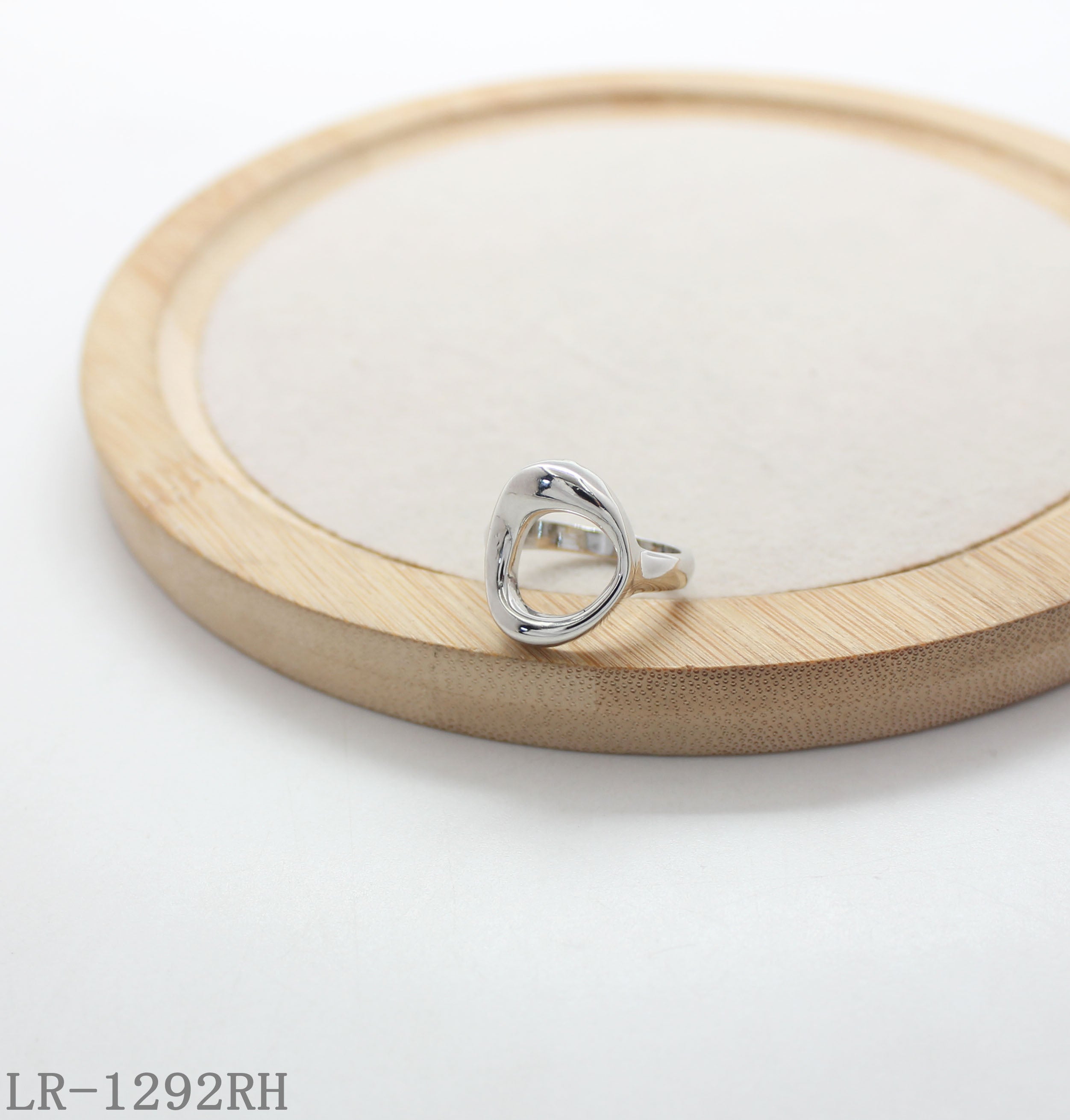 Open Teardrop Hollow Rhodium Plated Zinc Alloy Statement Ring | Factory Direct Wholesale