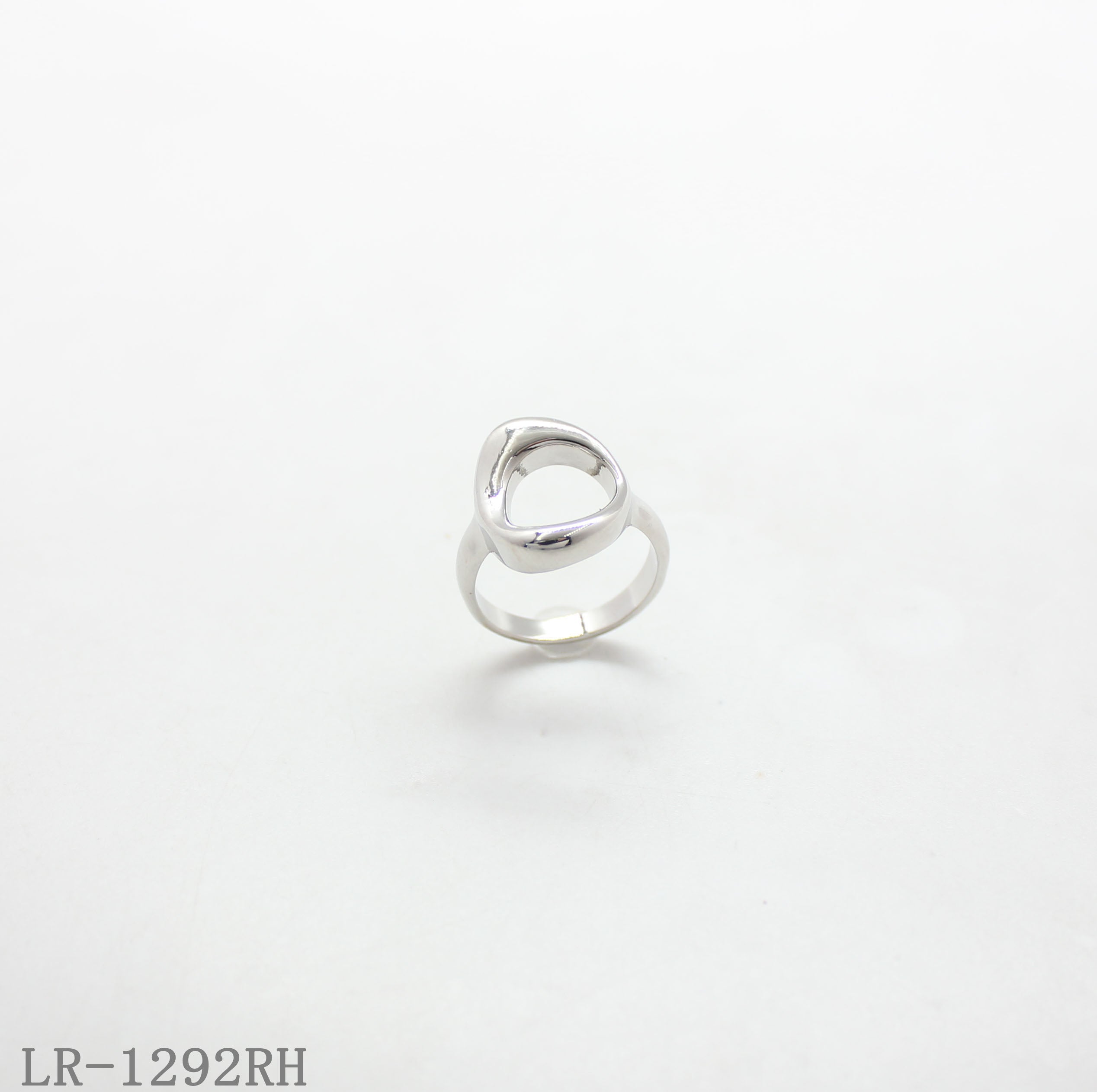Open Teardrop Hollow Rhodium Plated Zinc Alloy Statement Ring | Factory Direct Wholesale