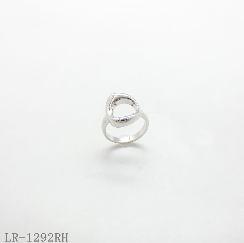 Open Teardrop Hollow Rhodium Plated Zinc Alloy Statement Ring | Factory Direct Wholesale