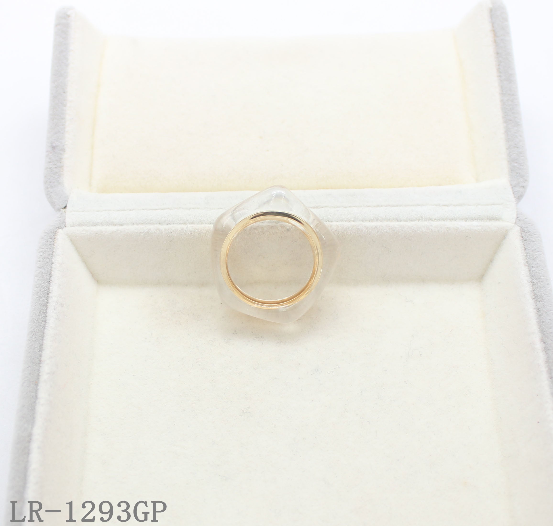 Encased Zinc Alloy Band Clear Resin Statement Ring | Factory Direct Wholesale