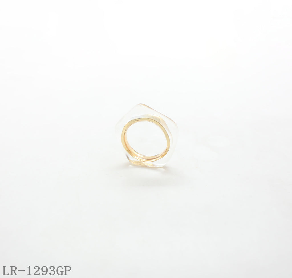 Encased Zinc Alloy Band Clear Resin Statement Ring | Factory Direct Wholesale