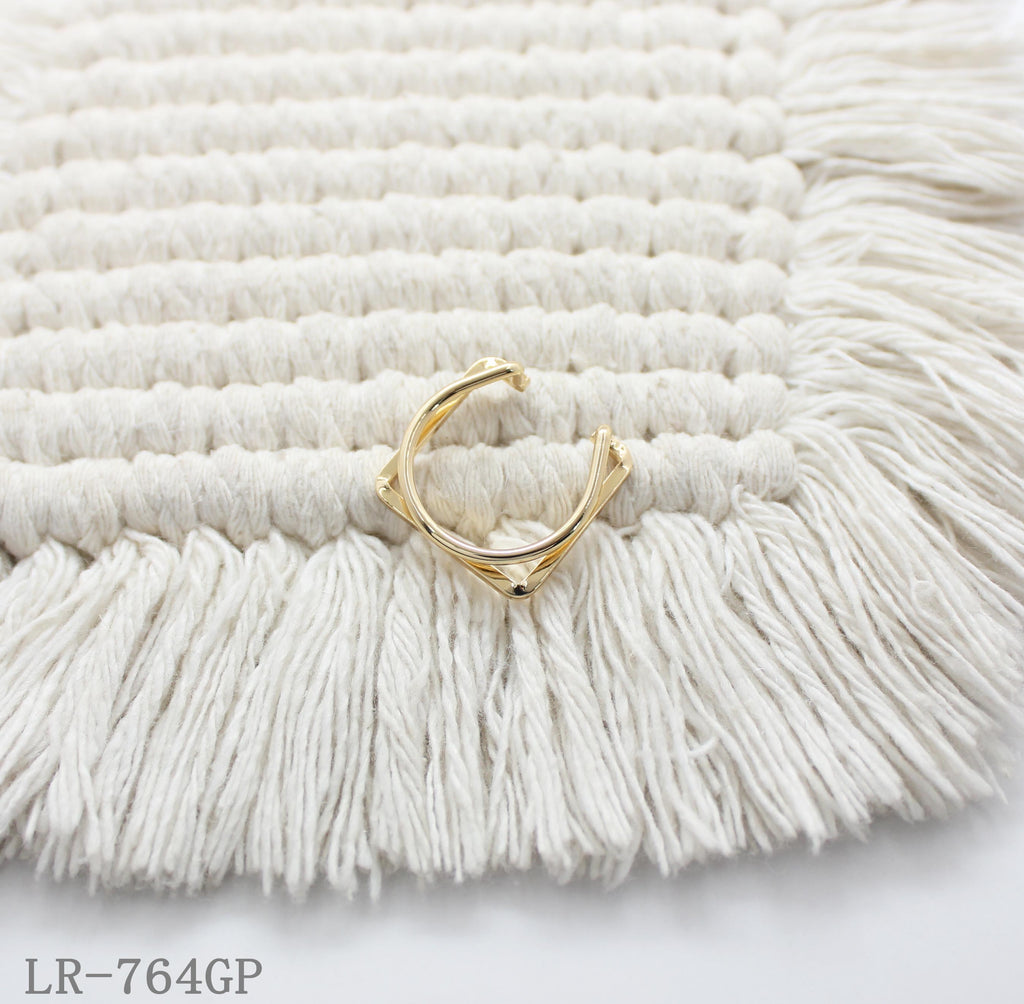 Geometric Arch & Square Gold Plated Copper Open Statement Ring | Factory Direct Wholesale