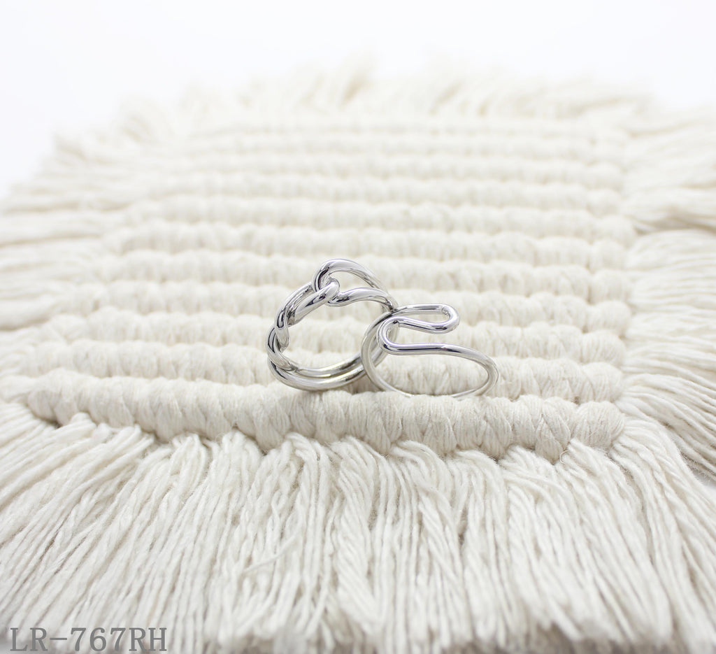 Set of 2 Minimalist Rhodium Plated Copper Stackable Rings | Factory Direct Wholesale