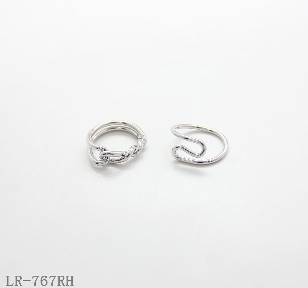 Set of 2 Minimalist Rhodium Plated Copper Stackable Rings | Factory Direct Wholesale
