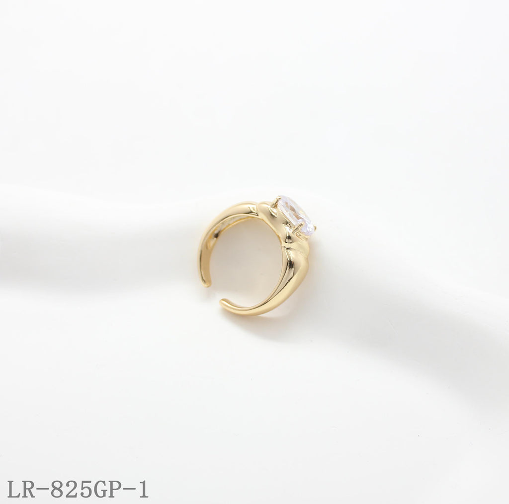 Round Zircon Gold Plated Copper Open Statement Ring | Factory Direct Wholesale