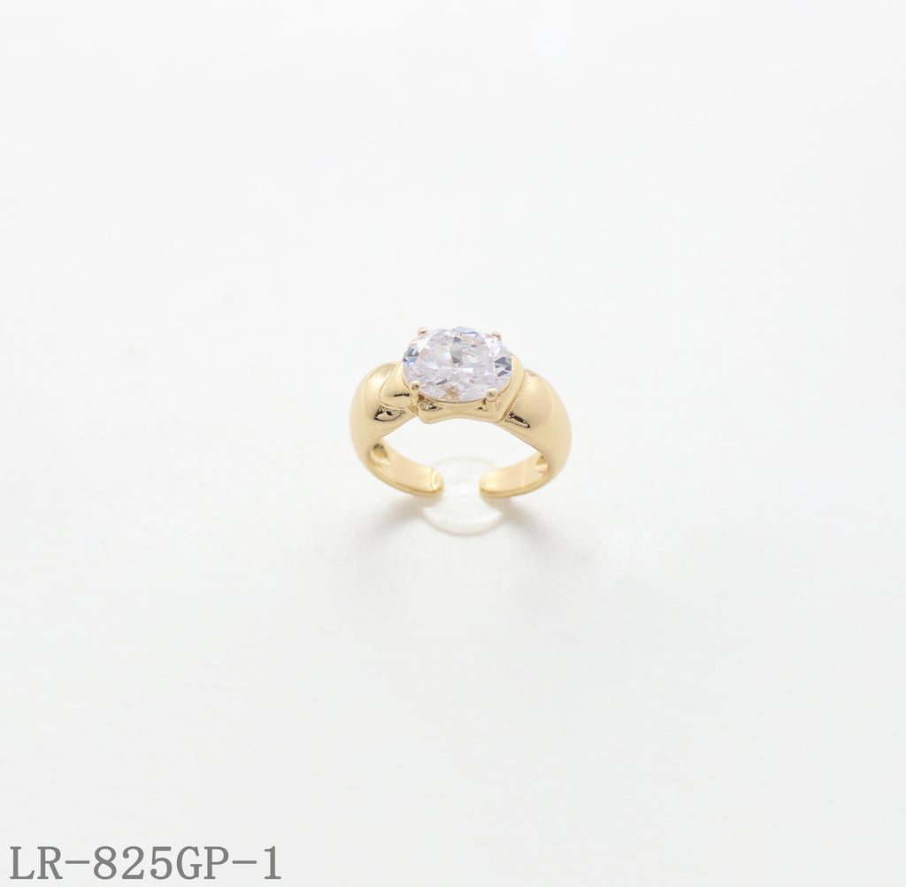 Round Zircon Gold Plated Copper Open Statement Ring | Factory Direct Wholesale