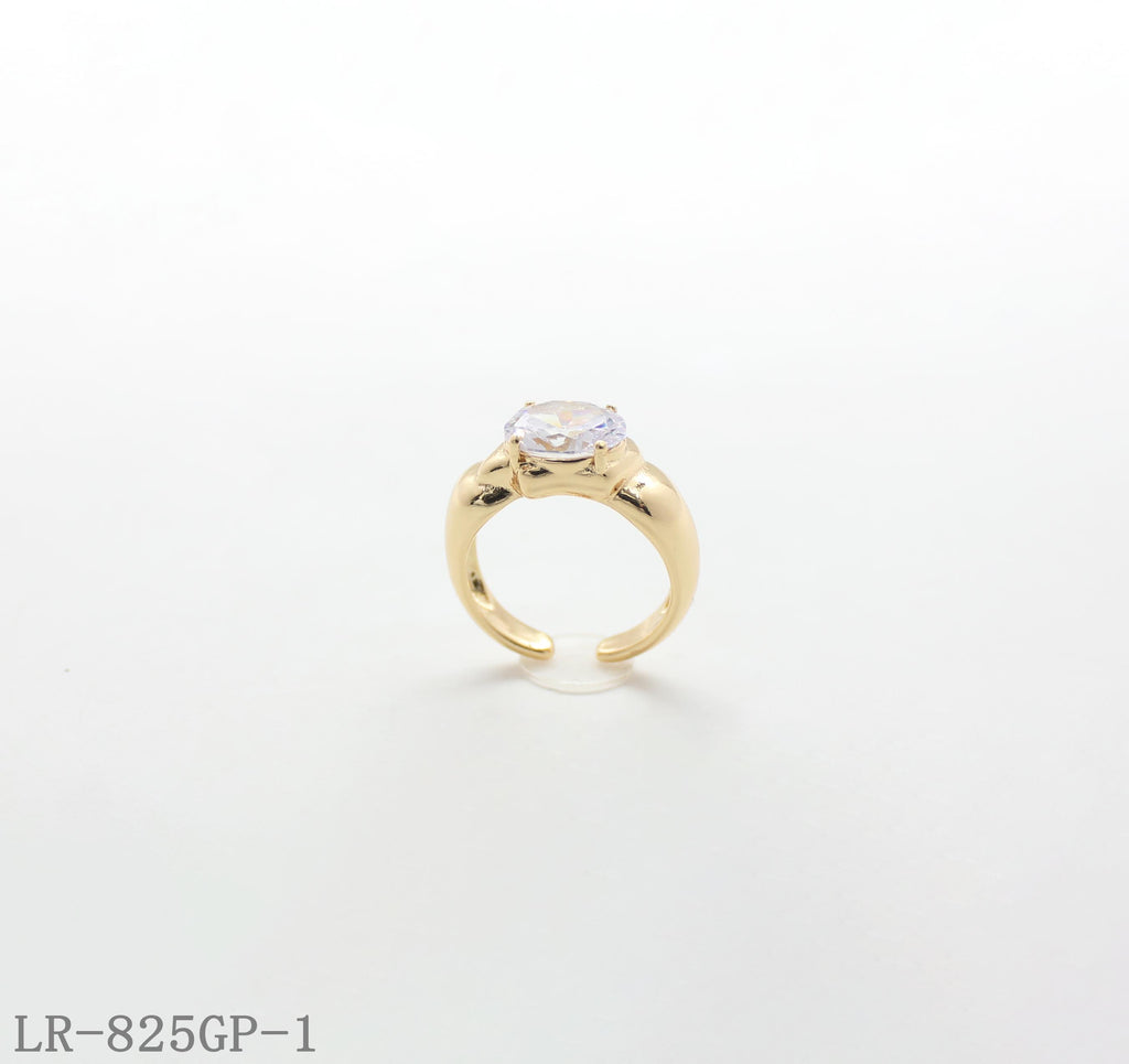 Round Zircon Gold Plated Copper Open Statement Ring | Factory Direct Wholesale