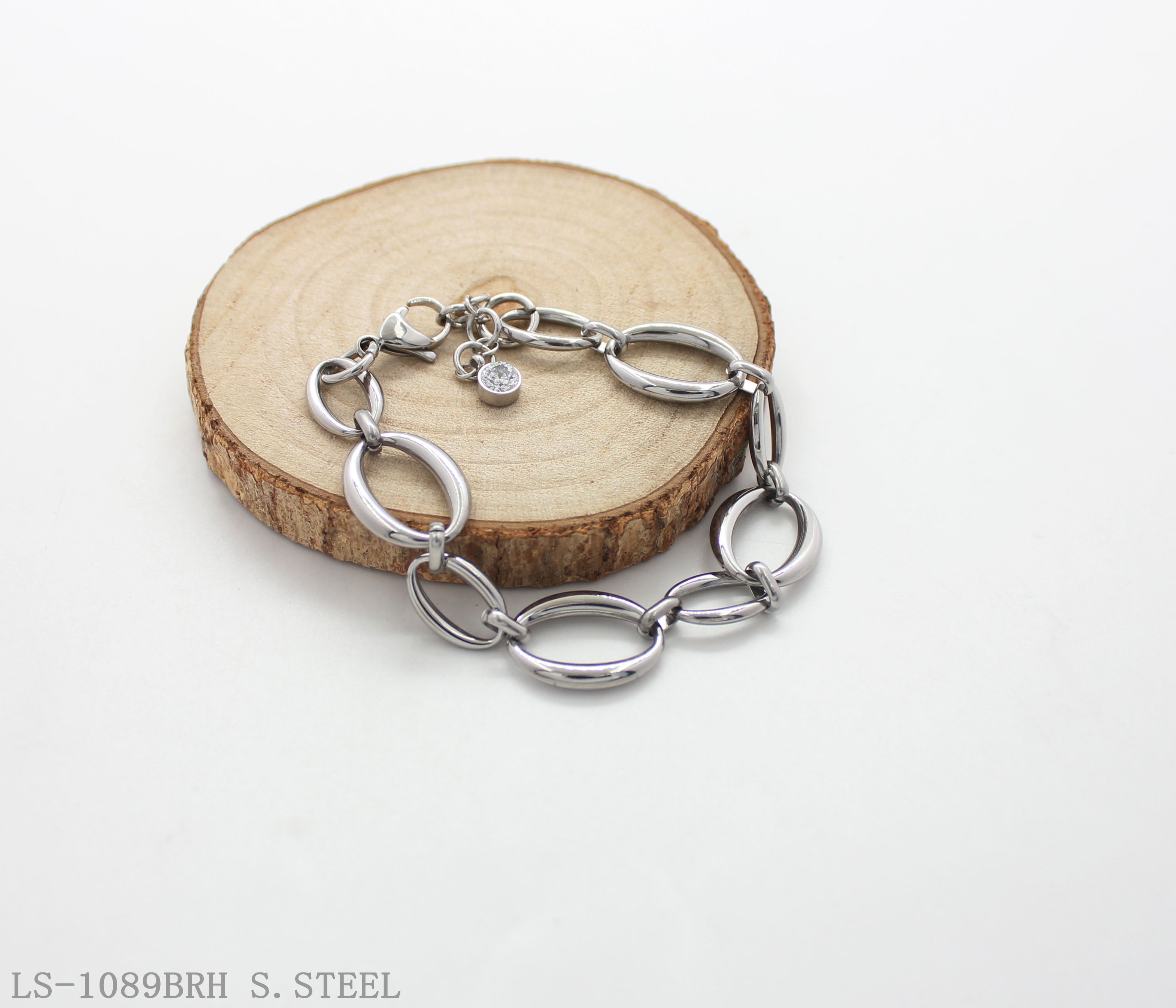 Extender Graduated Hollow Oval Link Polished Stainless Steel Matching Bracelet | Factory Direct Wholesale