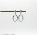 Crystal Top Double Layer Hollow Oval Matching Stainless Steel Drop Earrings | Factory Direct Wholesale
