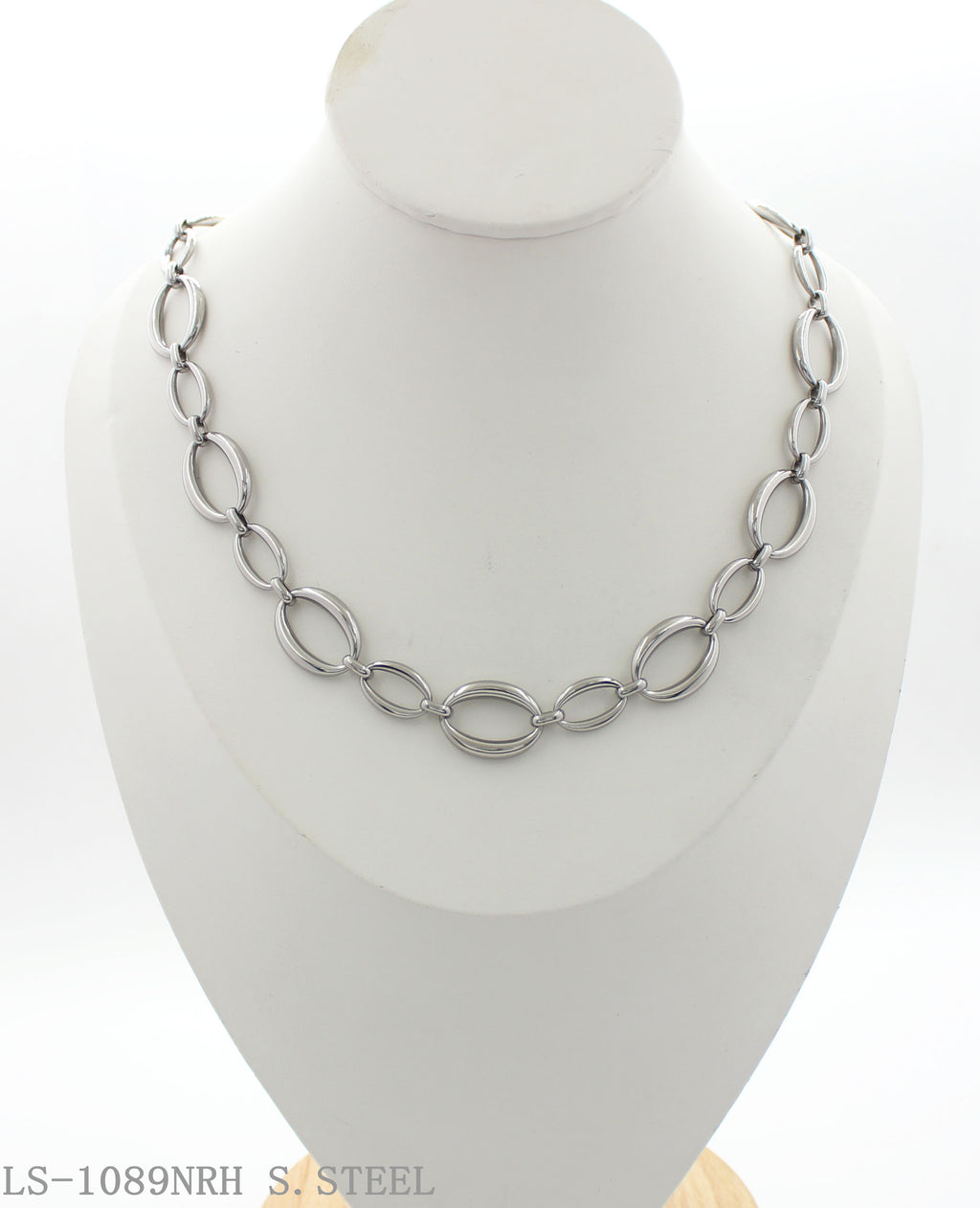 Extender Graduated Hollow Oval Link Polished Stainless Steel Minimal Choker Necklace | Factory Direct Wholesale