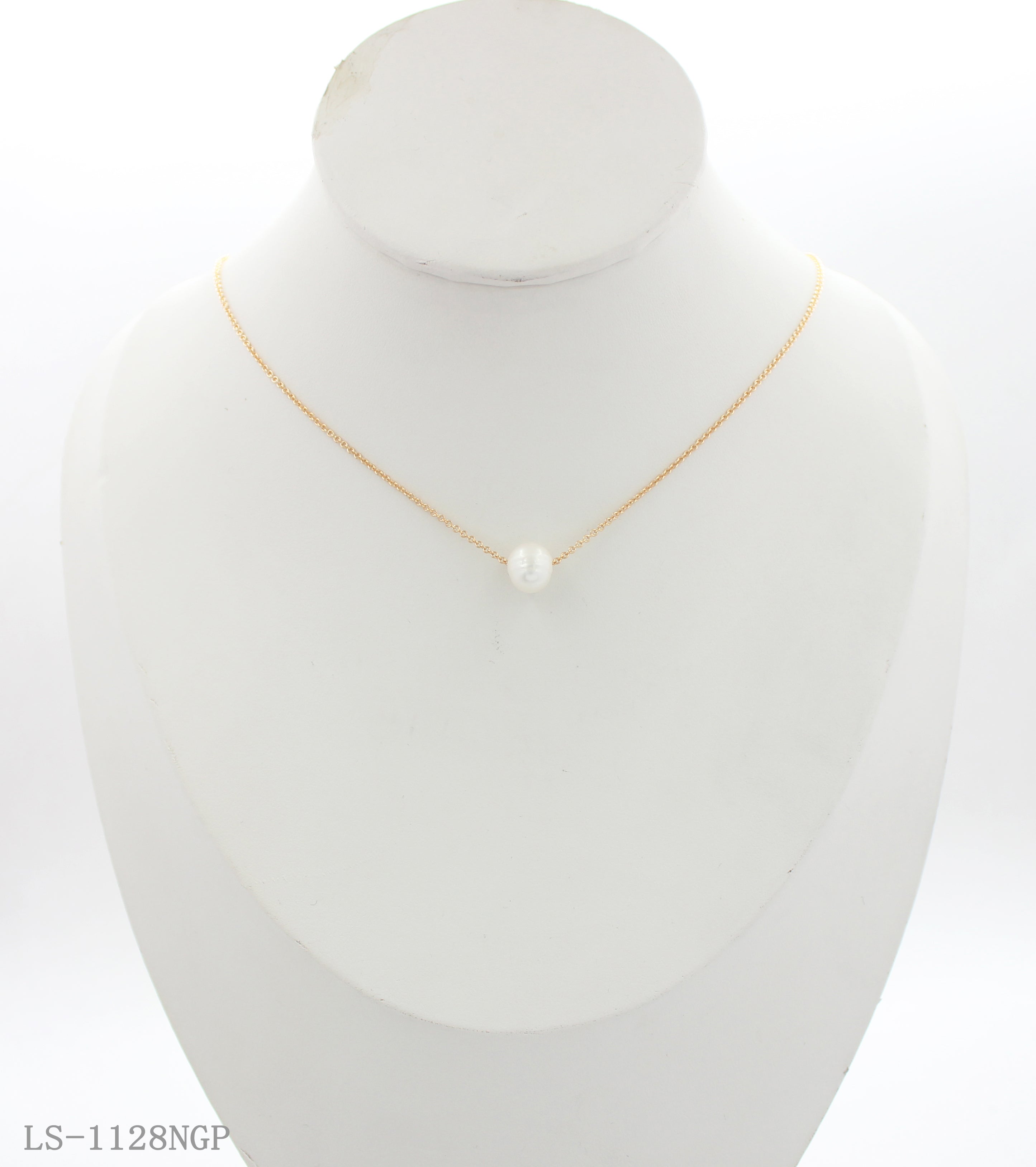 Dainty Floating Single Freshwater Pearl Clavicle Necklace | Copper Base Imitation Gold Plated Matching Pearl Stud Earring Series Women Chain Wholesale