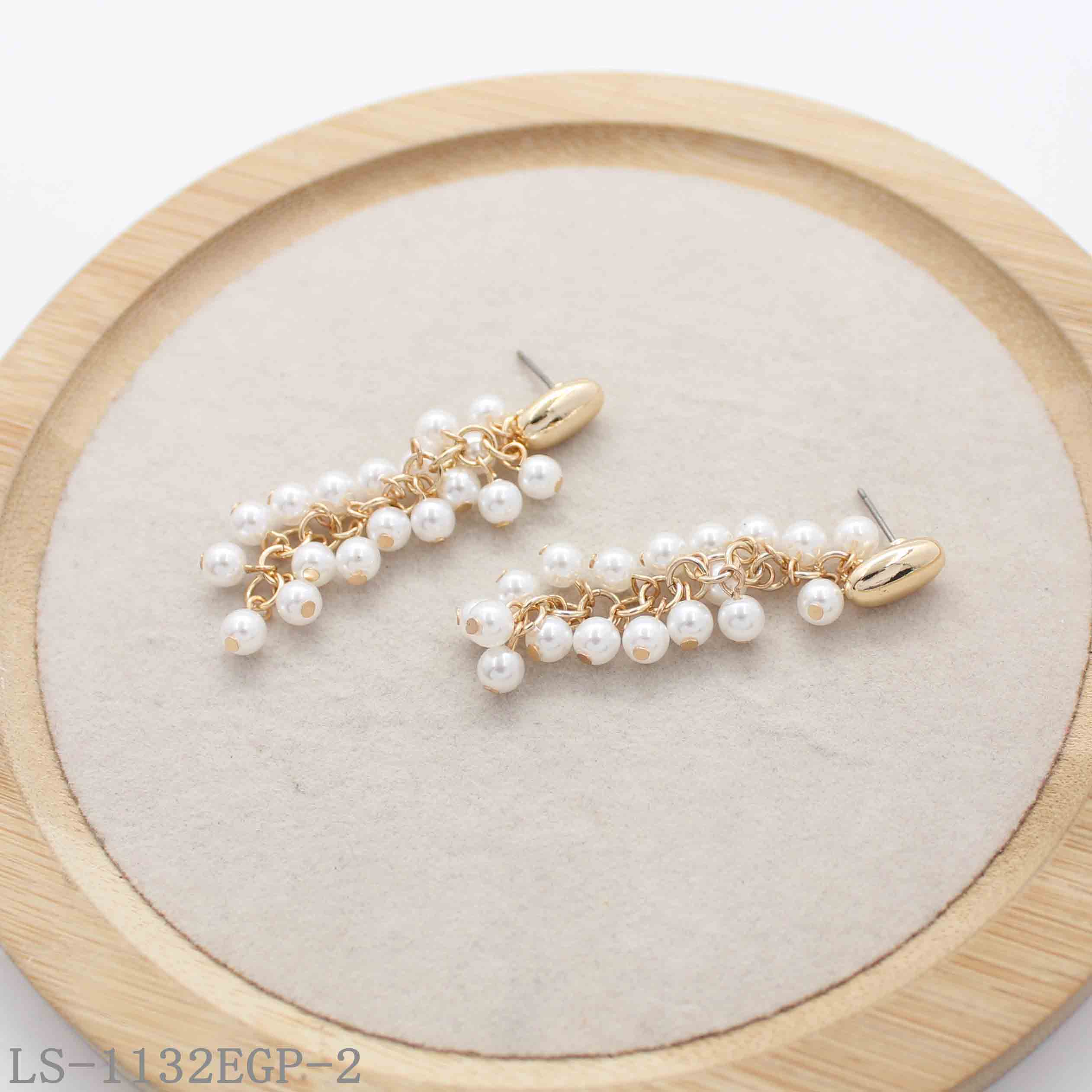 Grape Cluster Multi-Layer Acrylic Pearl Tassel Drop Earrings | Zinc Alloy Base Imitation Gold Plated Dainty Feminine Women Ear Studs Factory Wholesale