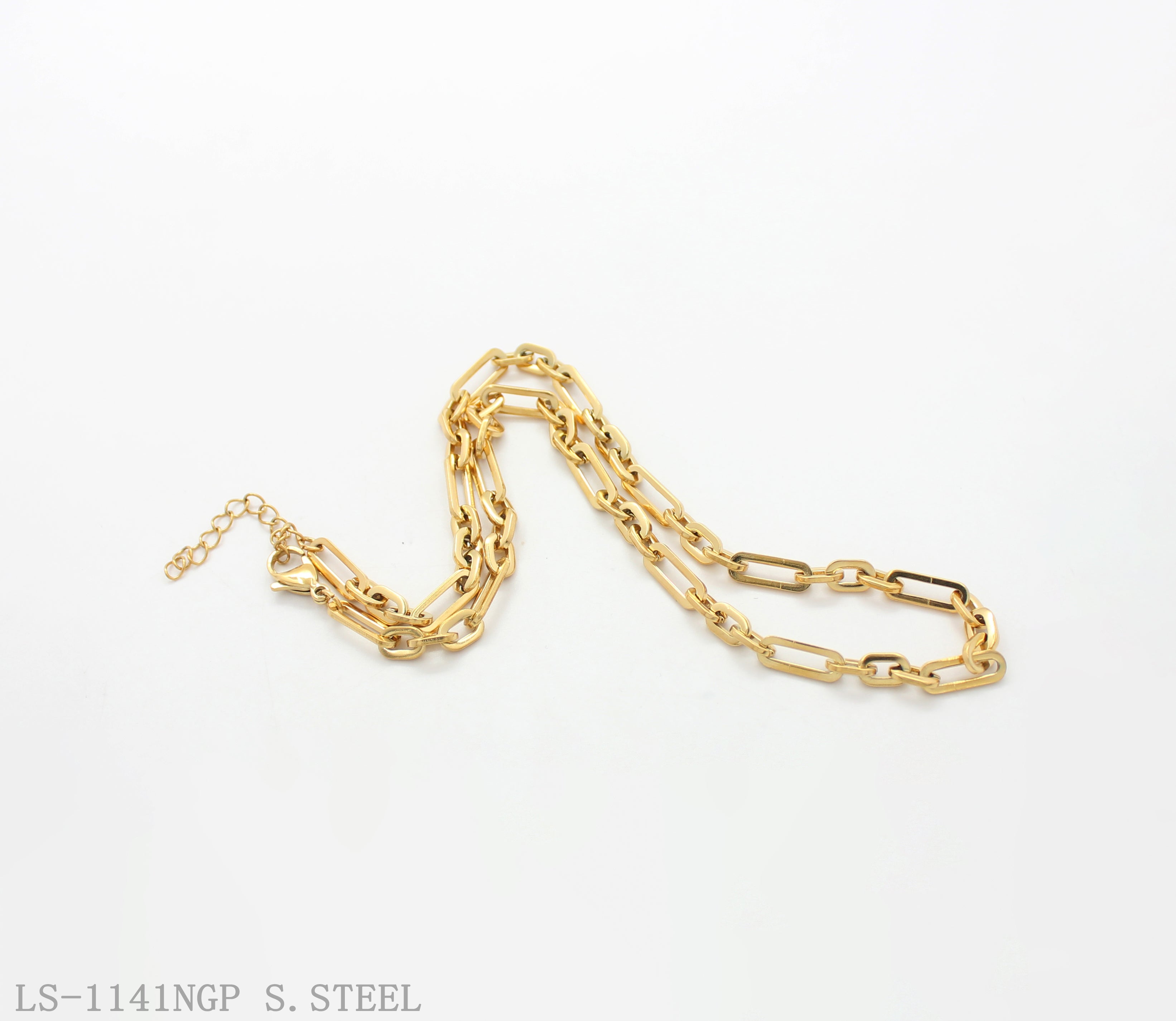 Gradient Long‑Short Mixed‑Size Paperclip Plain Chain Vacuum Gold Plated Stainless Steel Minimalist Necklace | Factory Direct Wholesale
